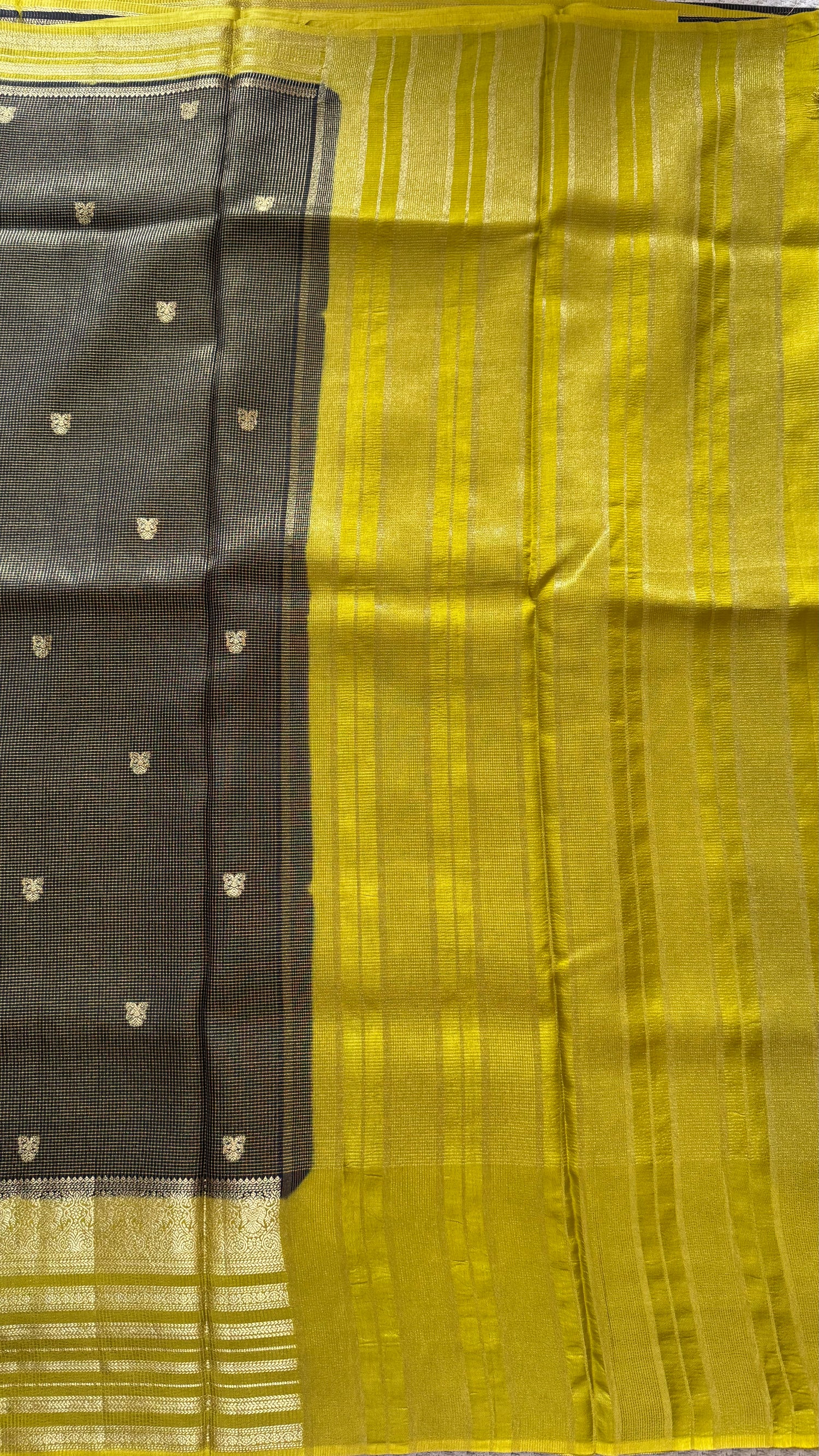 CREPE SILK SAREE SUV5455-MEHENDIGREEN WITH MINTYELLOW