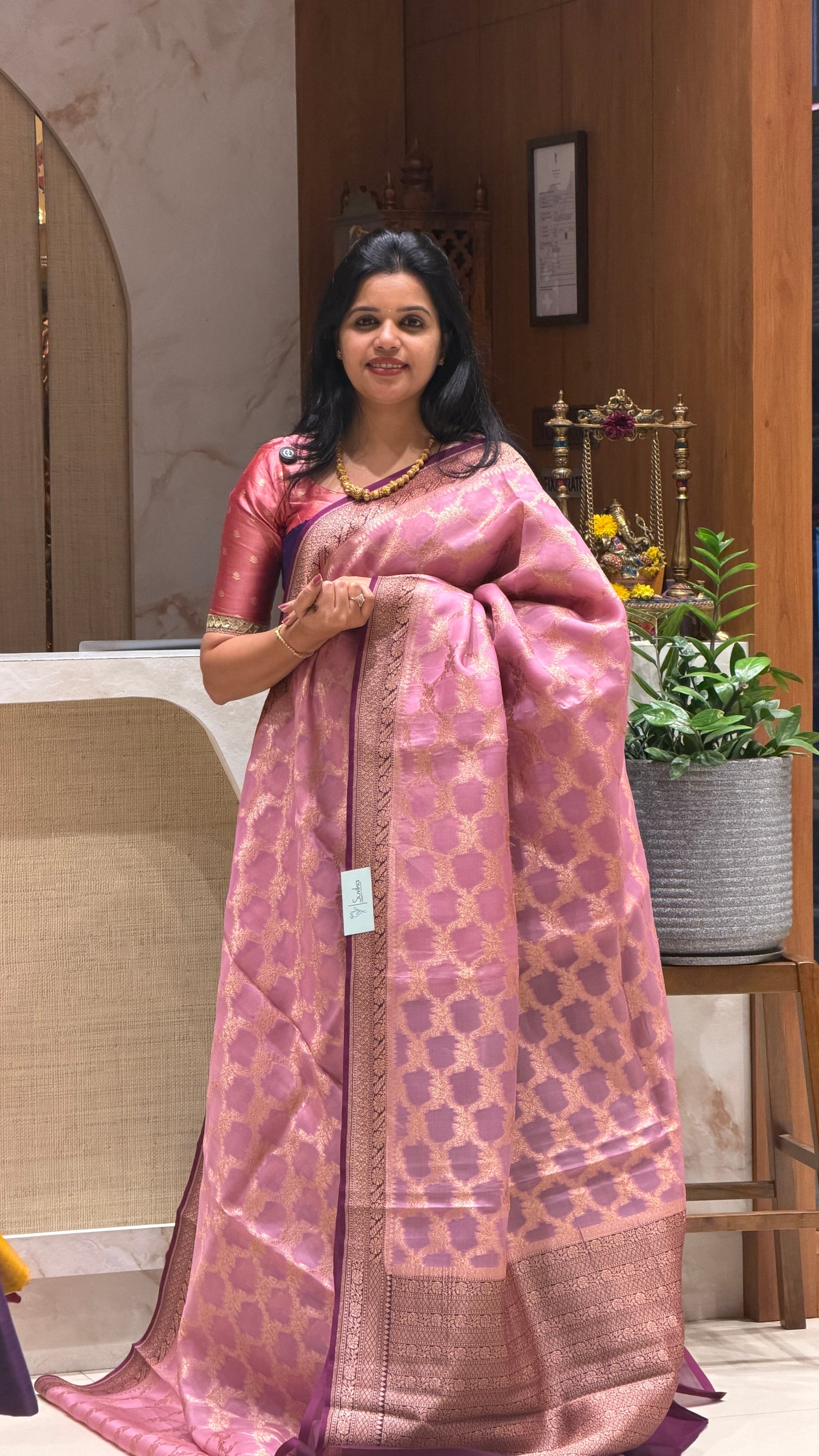 SUP1023 - ONION PINK & WINE PURE SILK ORGANZA