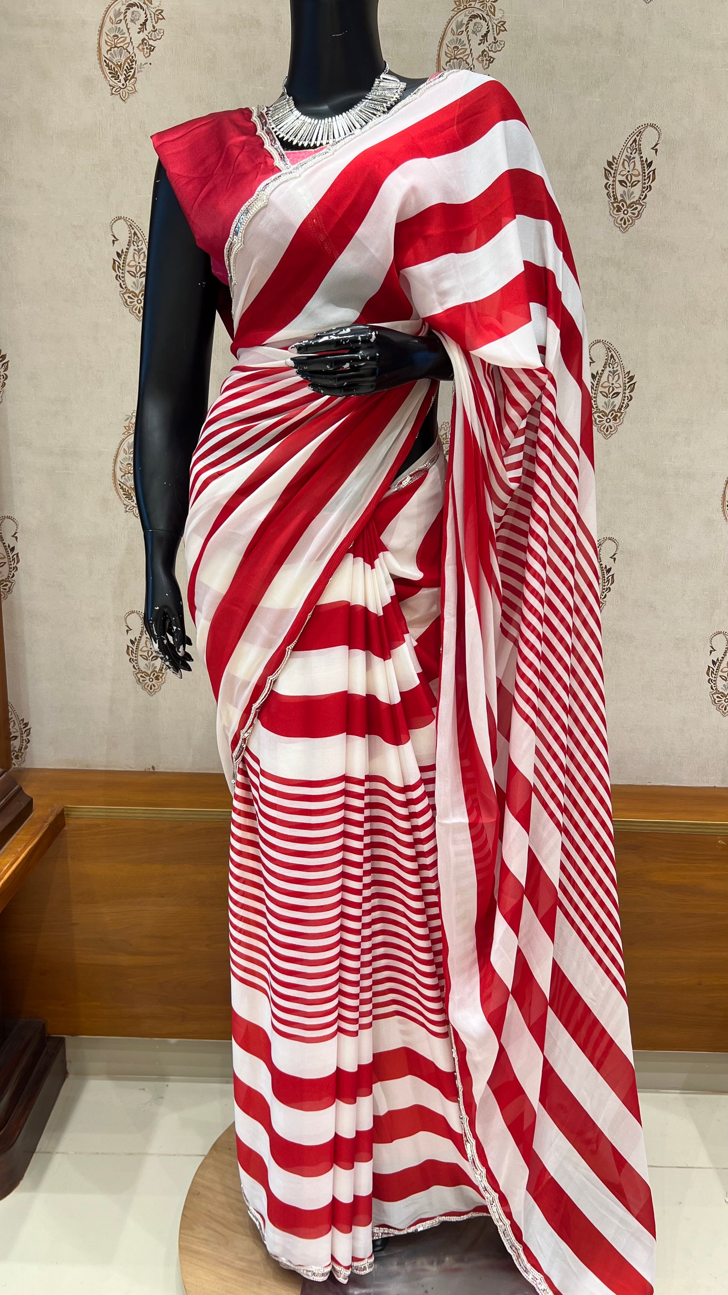 SEMI GEORGETTE SILK SAREE SUV5308-RED
