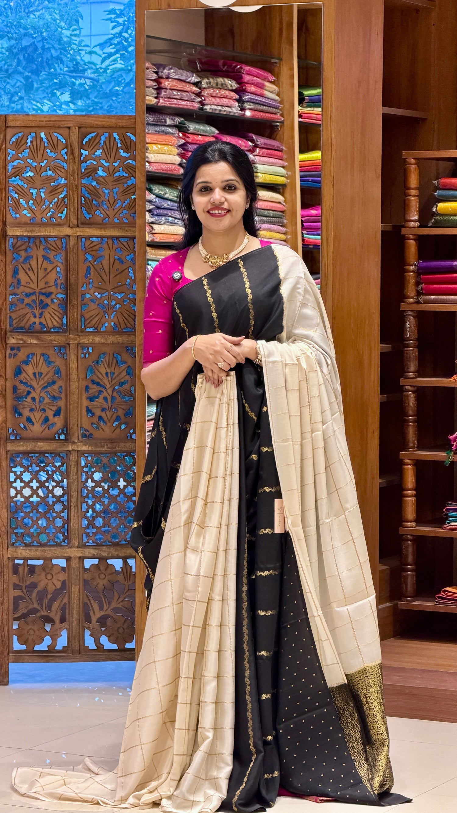 PURE MYSORE SILK CREPE PSH105-BLACK