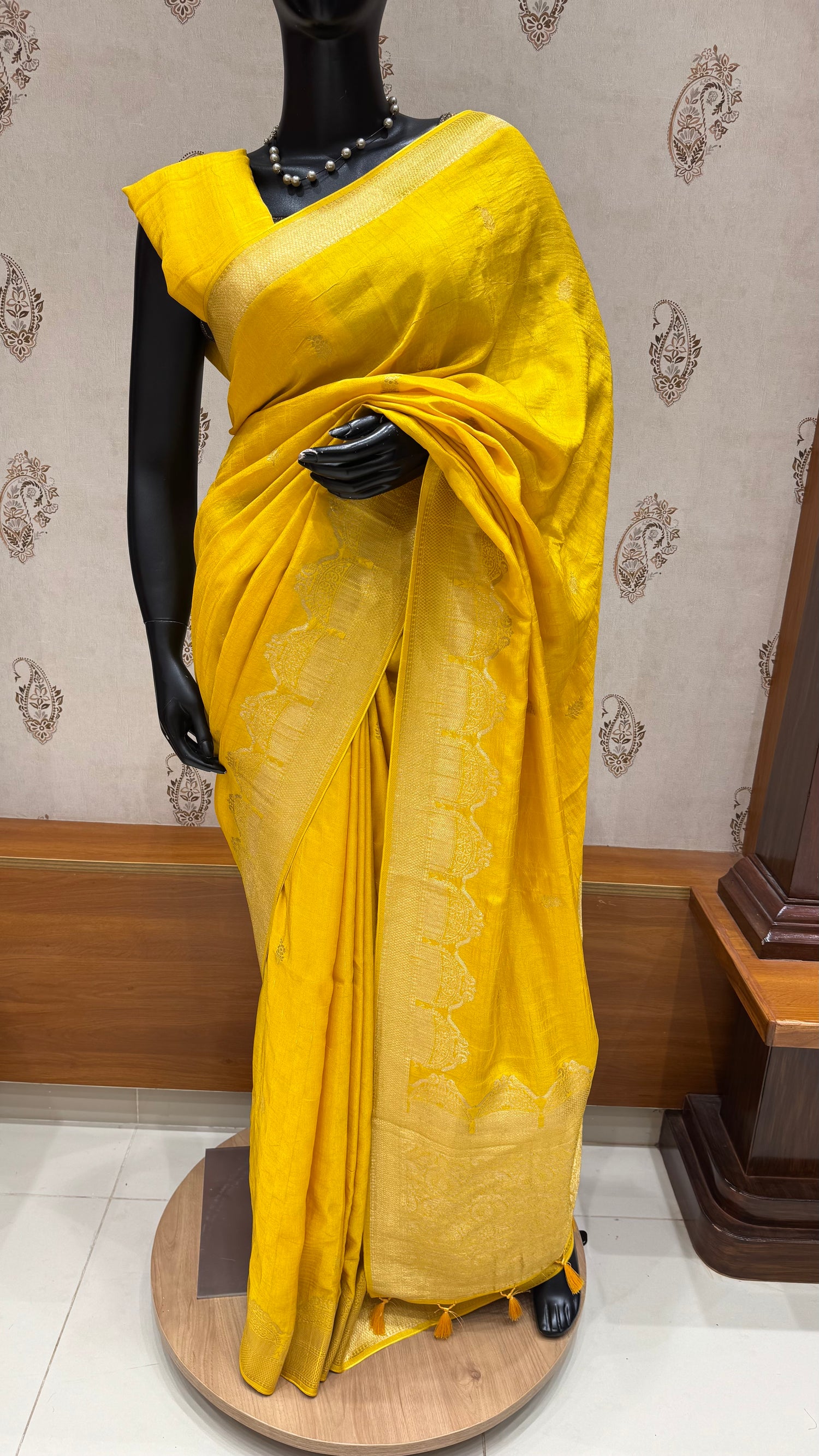 CREPE SILK SAREE SUV5646-YELLOW