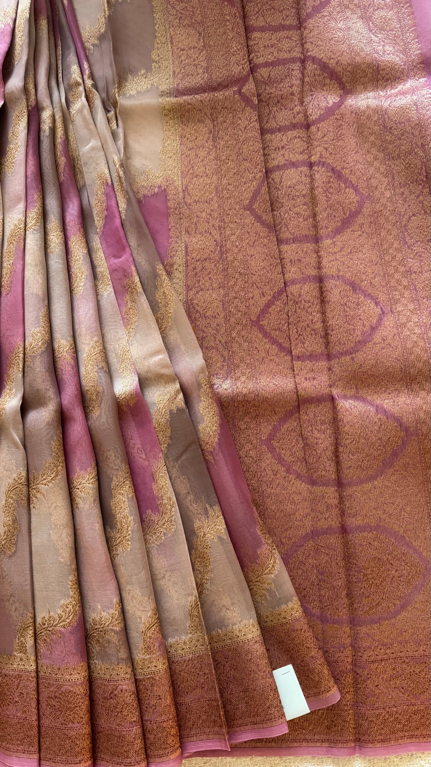 PSUV104-ONIONPINK PURE KORA SILK SAREE