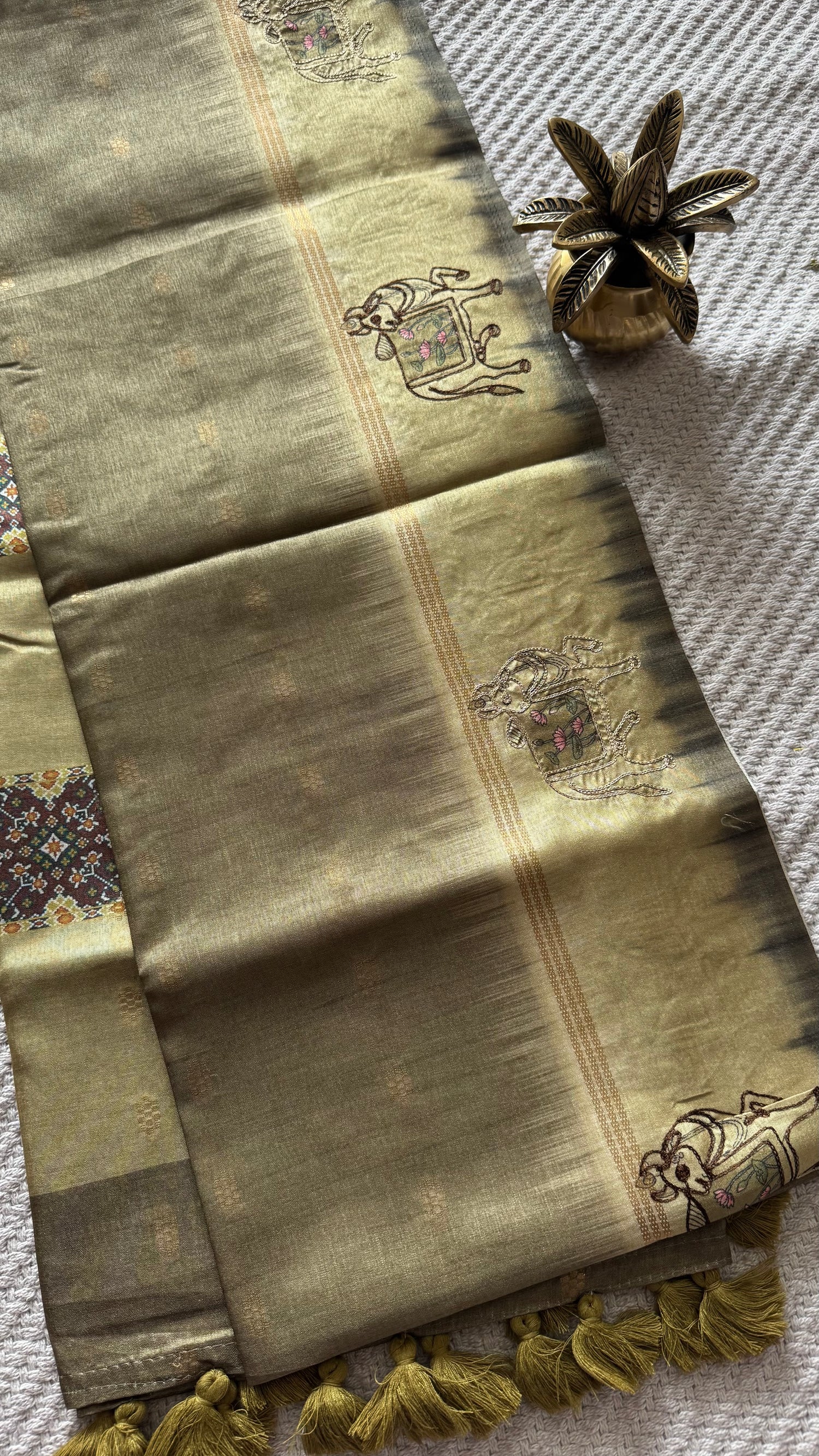 TUSSER SILK SAREE SUV5576-GREEN