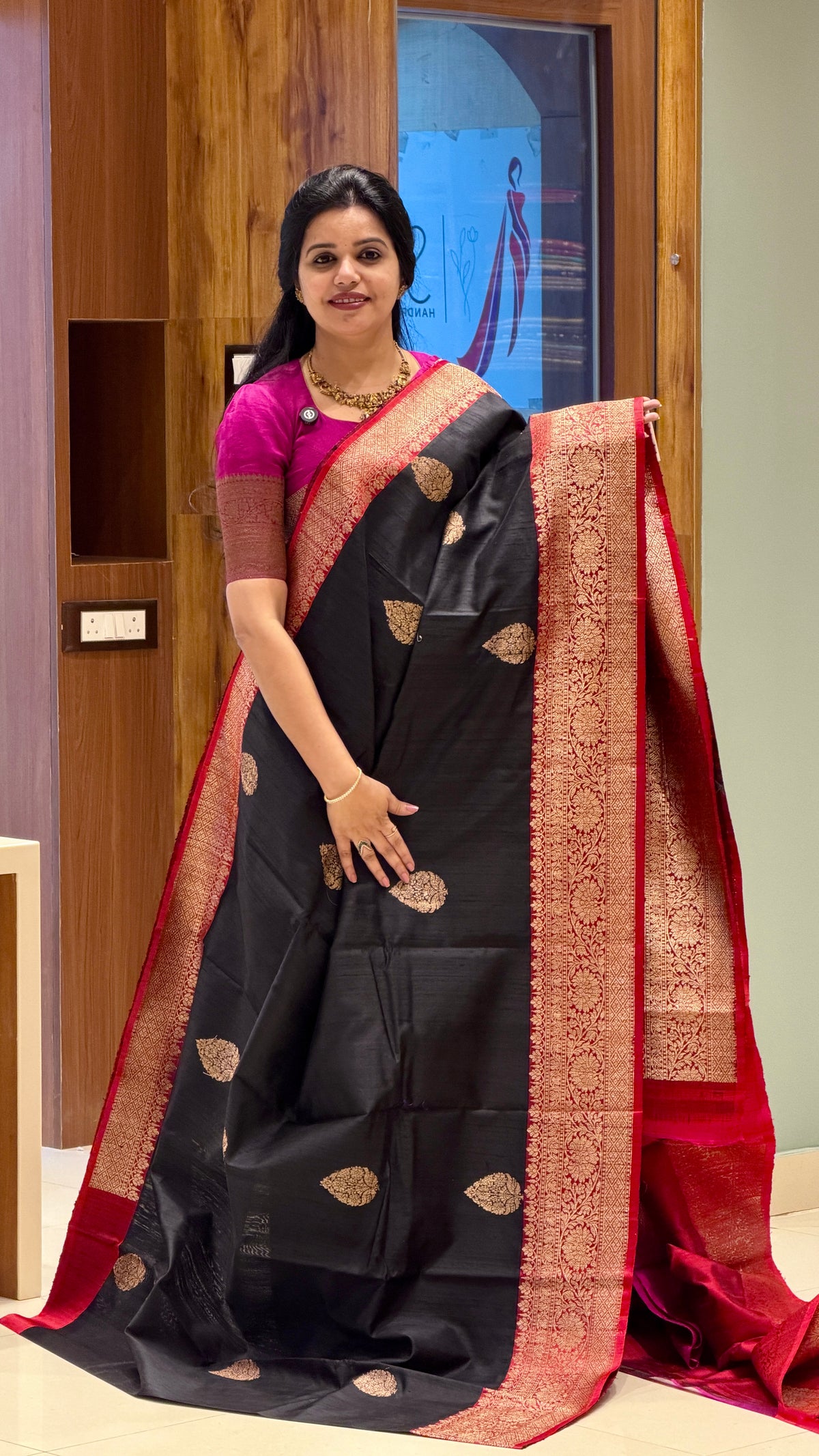 PURE BANARASI DUPION SILK PSBS193-BLACK