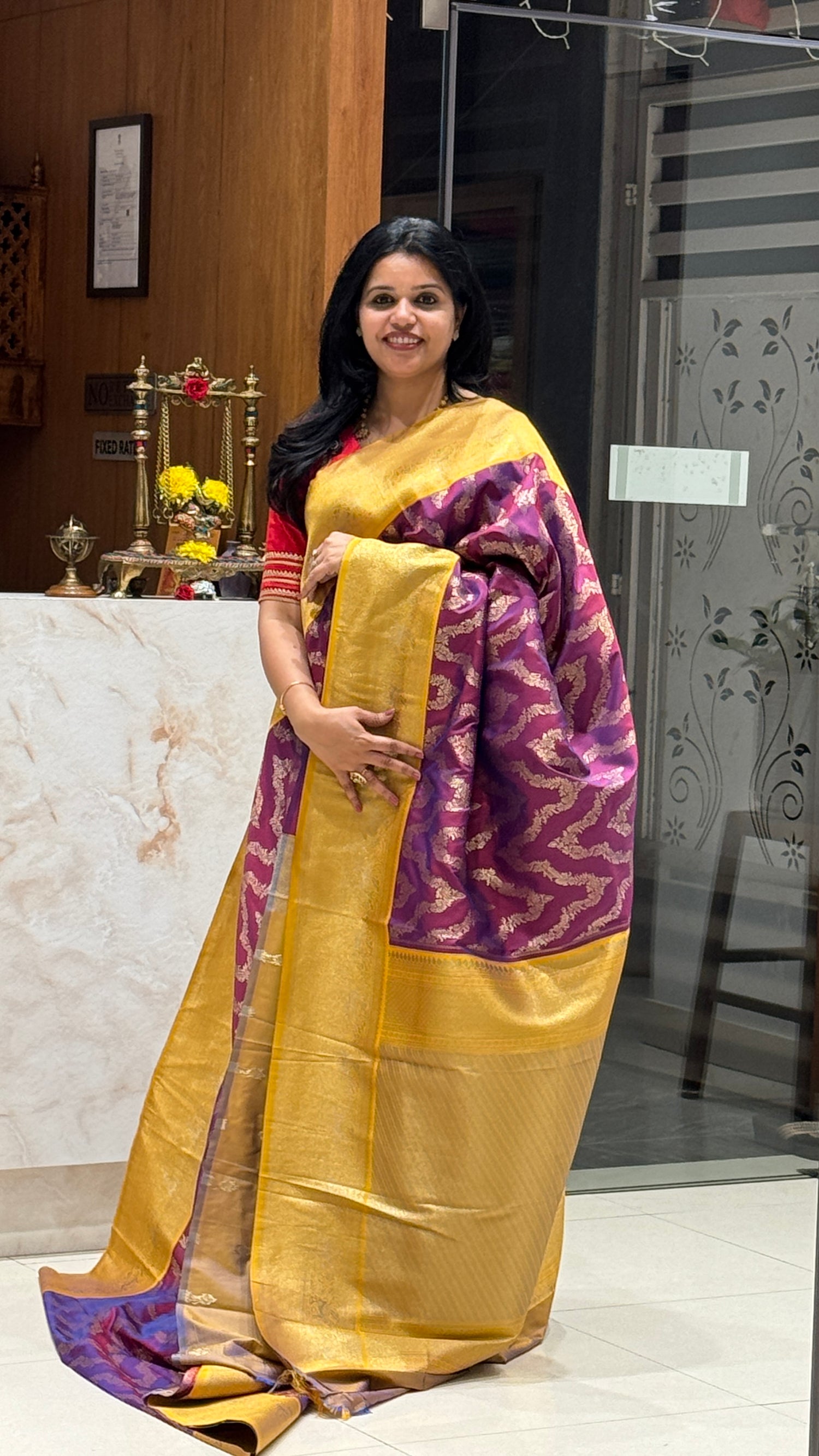 SUV4007-MAGENTA WITH MUSTARD