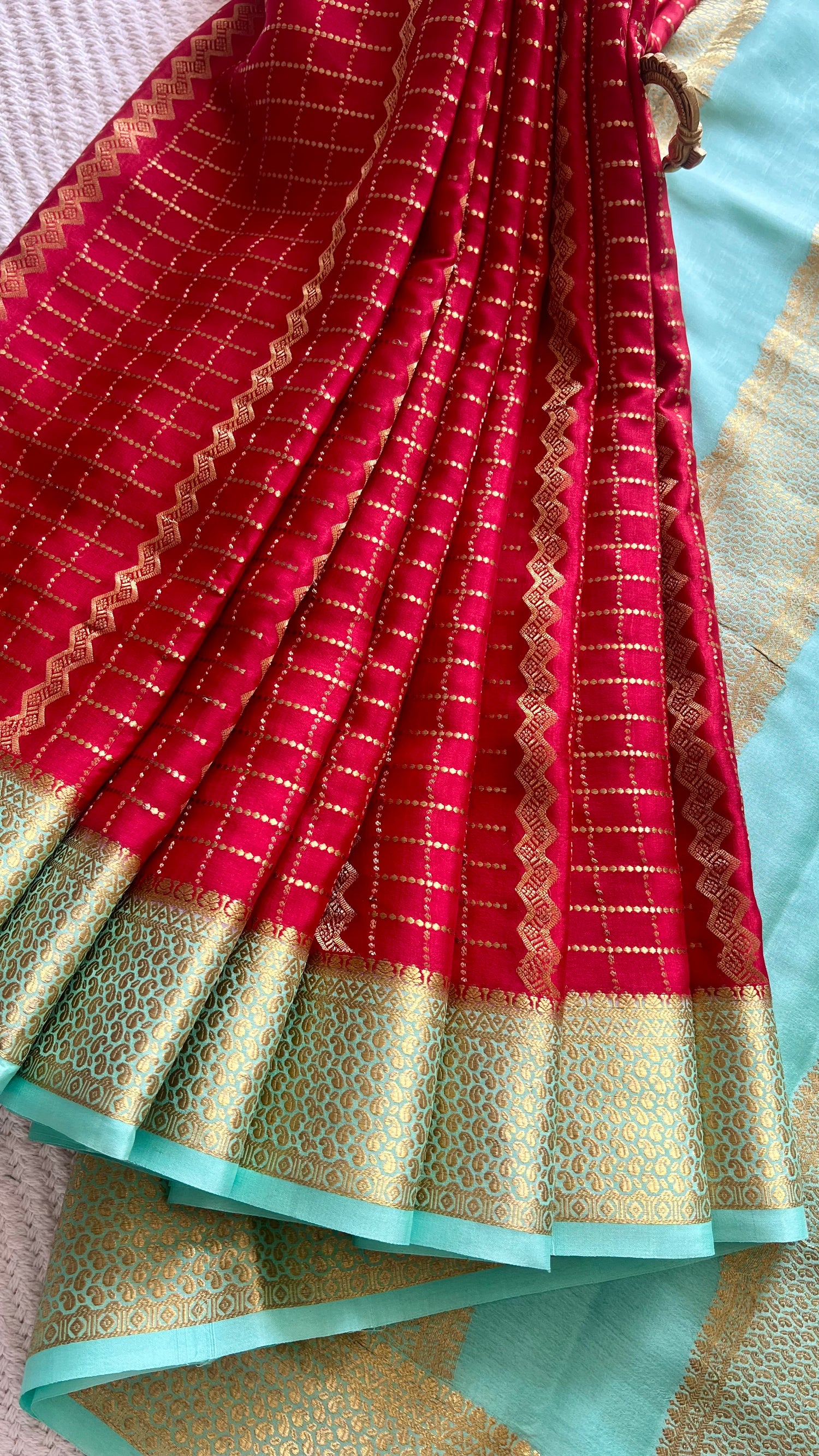 PSUV283-RED PURE MYSORE SILK SAREE