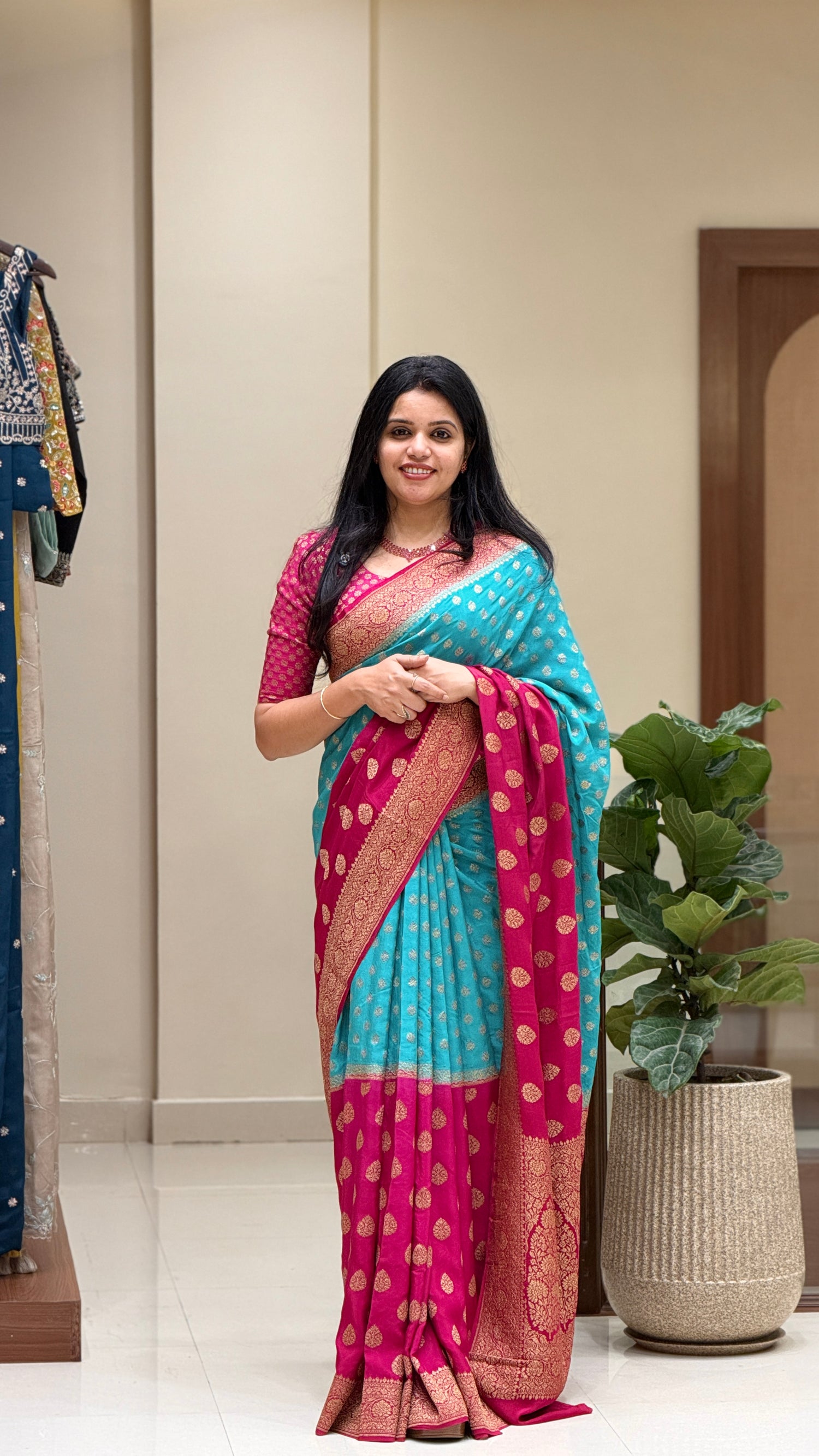 PURE BANARASI CREPE PSJV303-PINK