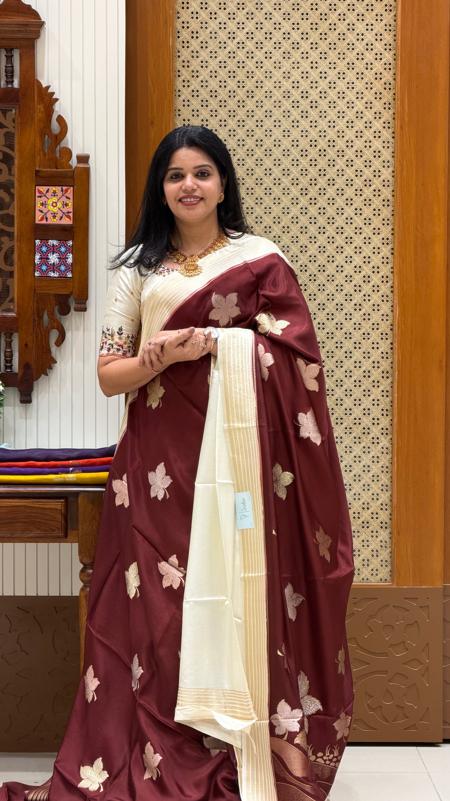 BANARASI CREPE SILK SUV4852-COFFEEBROWN WITH OFFWHITE