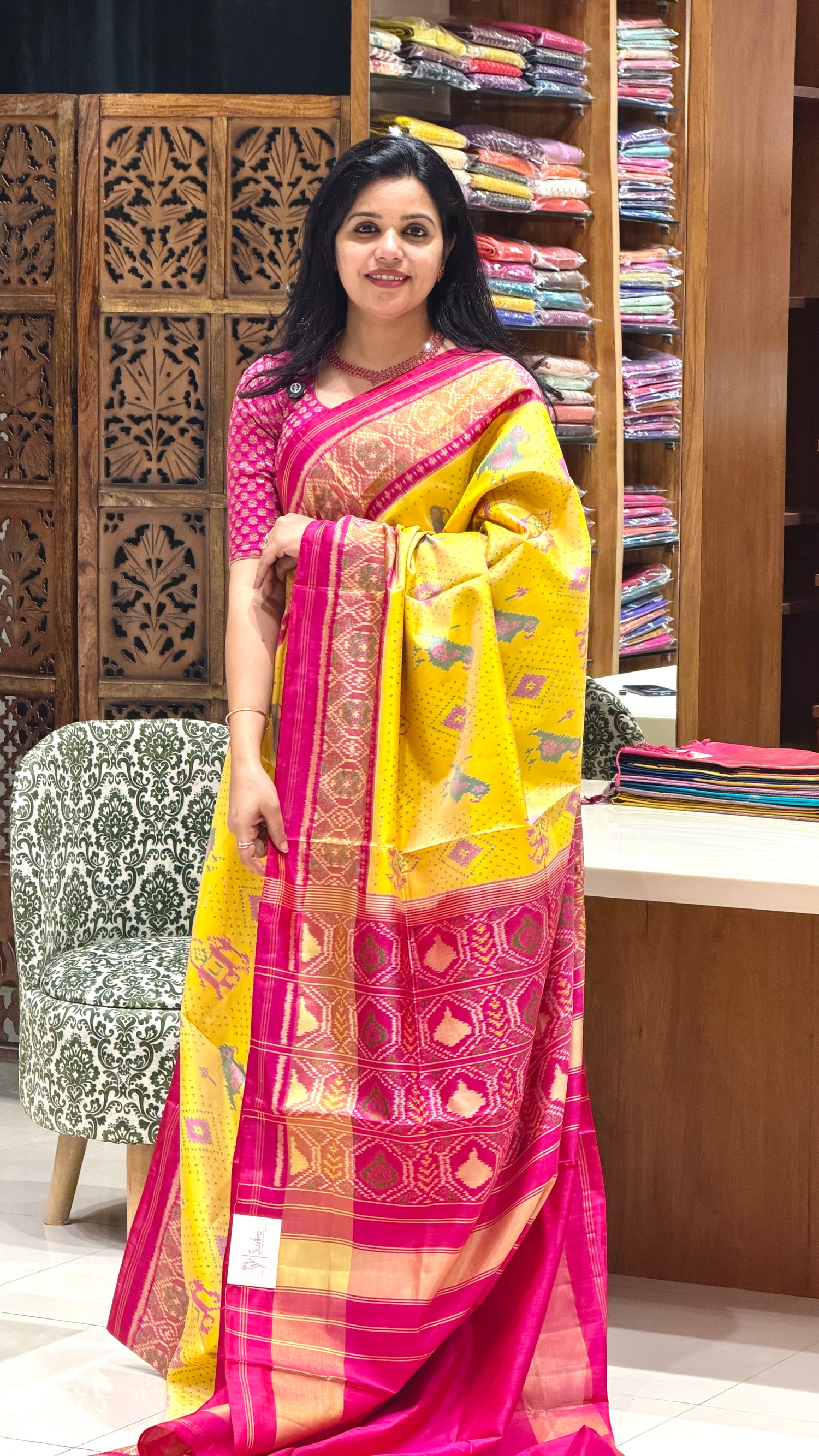 PURE PATOLA SILK PSK25-YELLOW WITH PINK