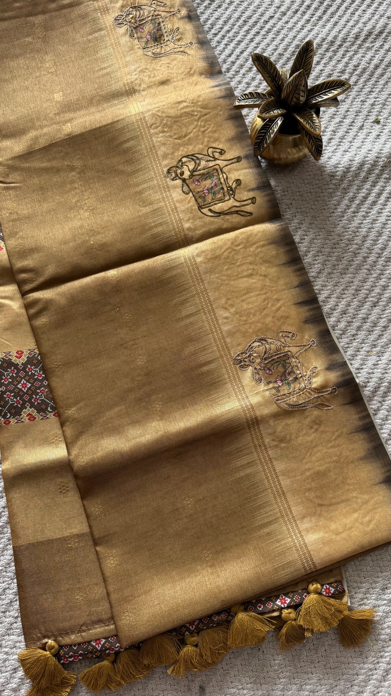 TUSSER SILK SAREE SUV5576-MUSTARD