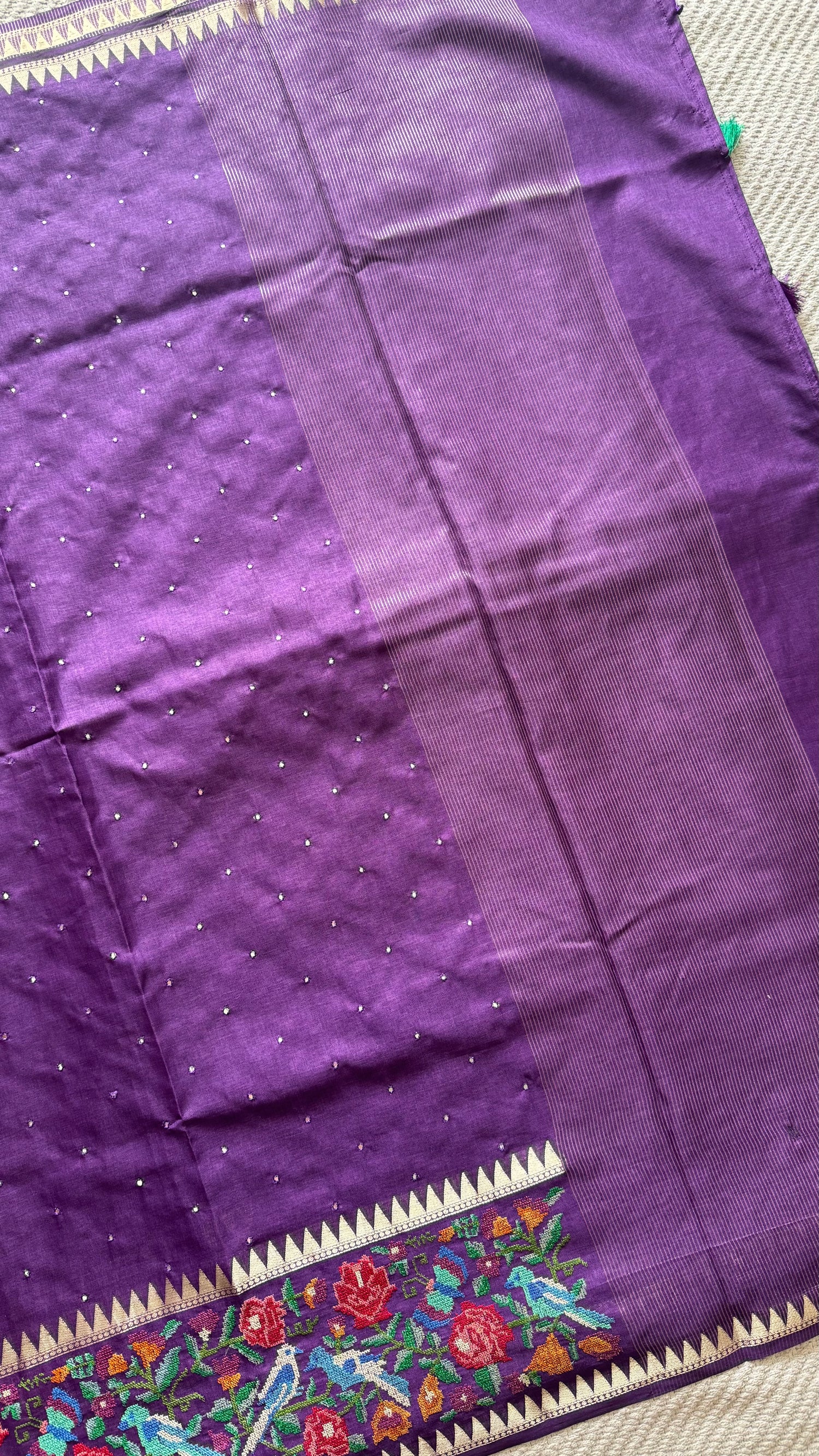 TUSSER CREPE SAREE SUV5420-PURPLE