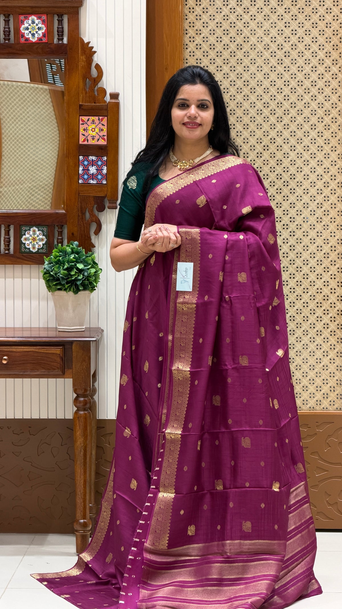 SEMI MYSORE CREPE SILK SAREE SUV5469-MAGENTA