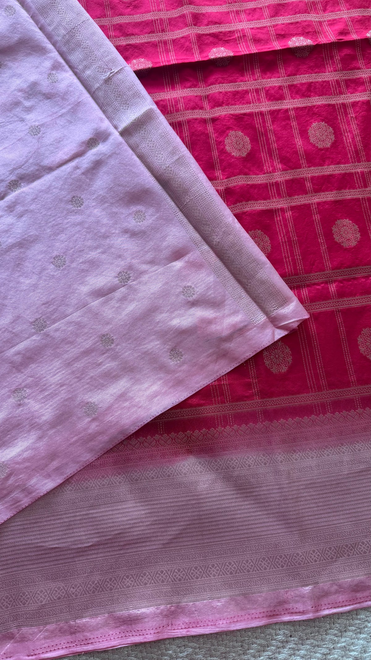 Crepe tusser silk saree SUV5893-PINK WITH PEACH