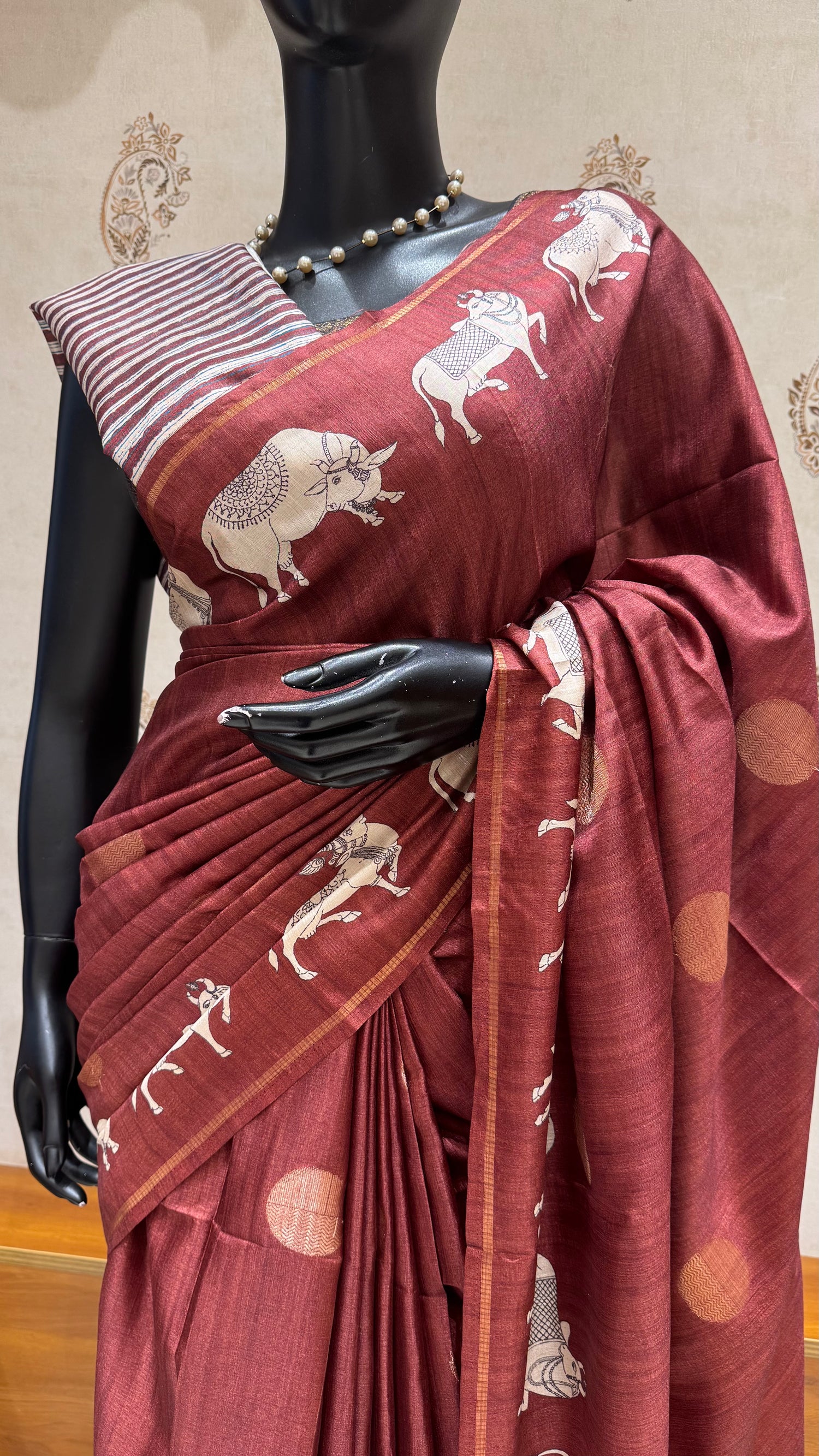 TUSSER SILK SAREE SUV5602-BROWN