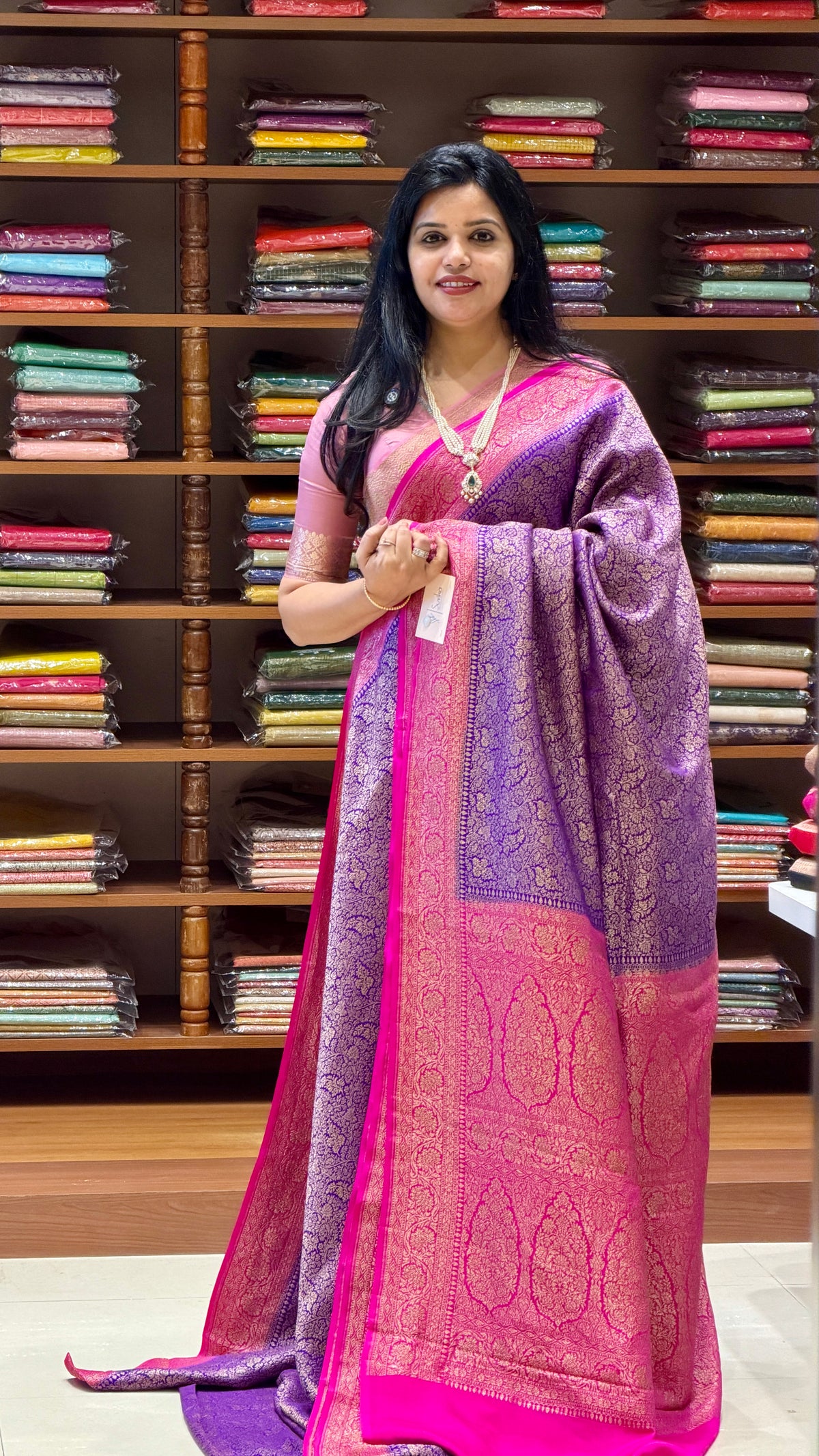 PURE BANARASI CREPE SAREE PSJV275-PURPLE