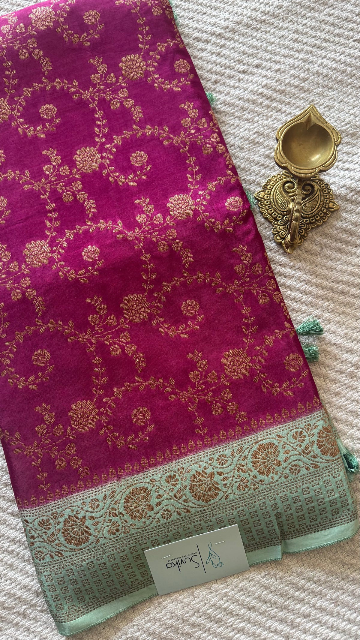 BANARASI CREPE SUV5785-PINK WITH SEAGREEN