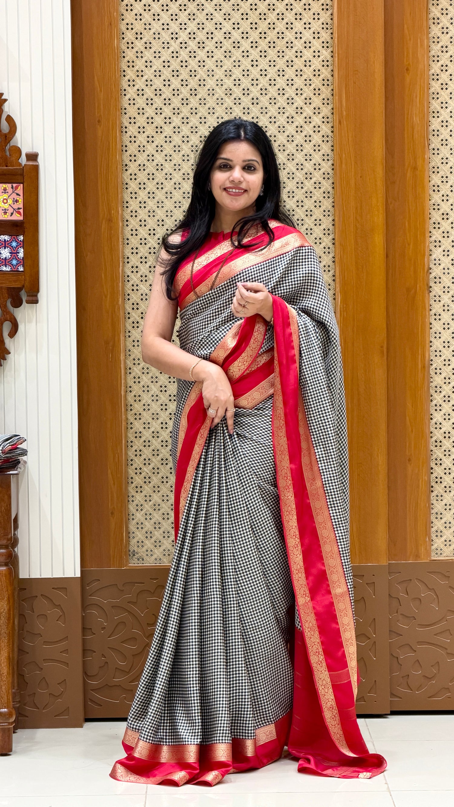 SUV5736-BLACK Mysore crepe