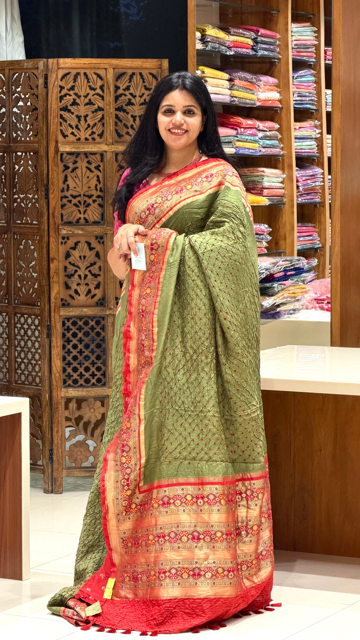 PURE CHINIYA SILK BANDHINI SUV4483-MEHENDIGREEN