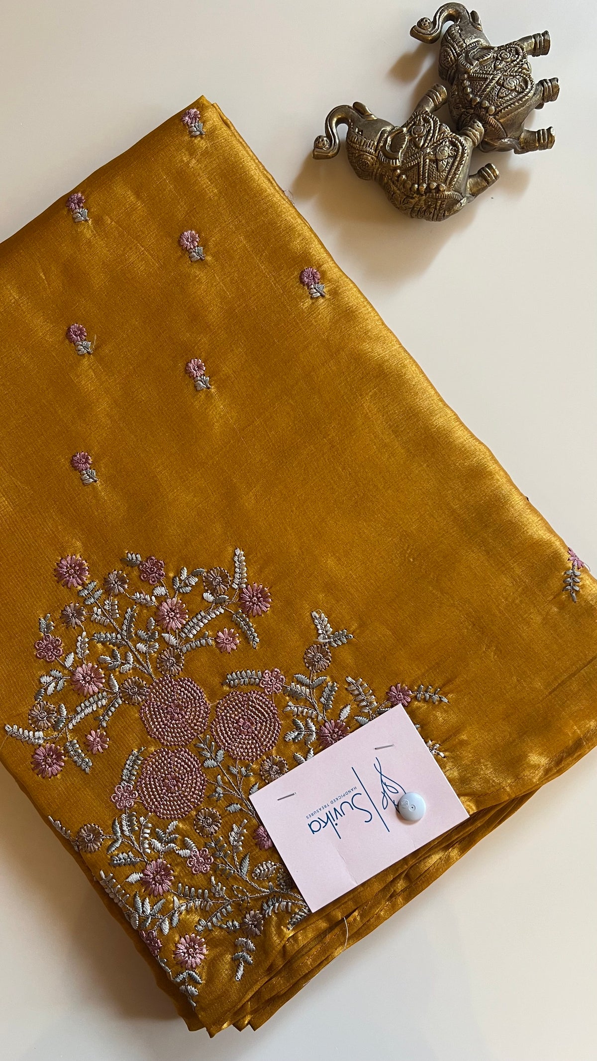 PURE TUSSER SILK SAREE PSGM403-MUSTARD
