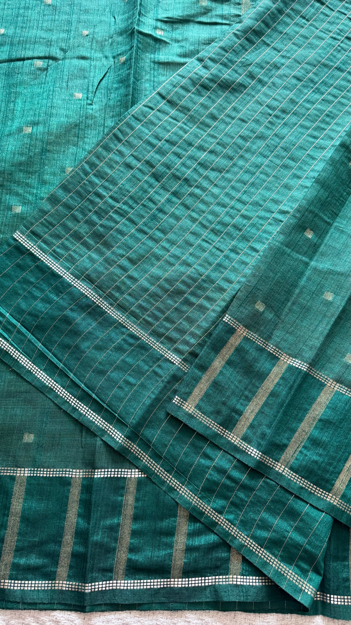 TUSSER SILK SAREE SUV5899-BOTTLEGREEN