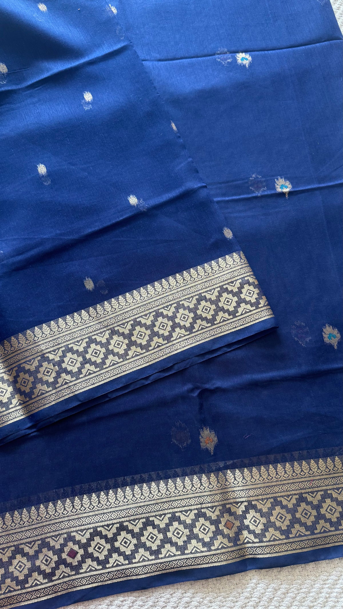 TUSSER COTTON SAREE SUV5957-BLUE