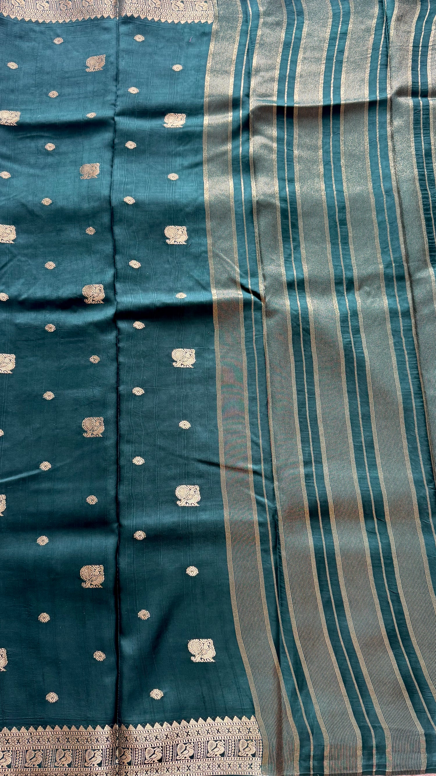 SEMI MYSORE CREPE SILK SAREE SUV5469-BOTTLEGREEN