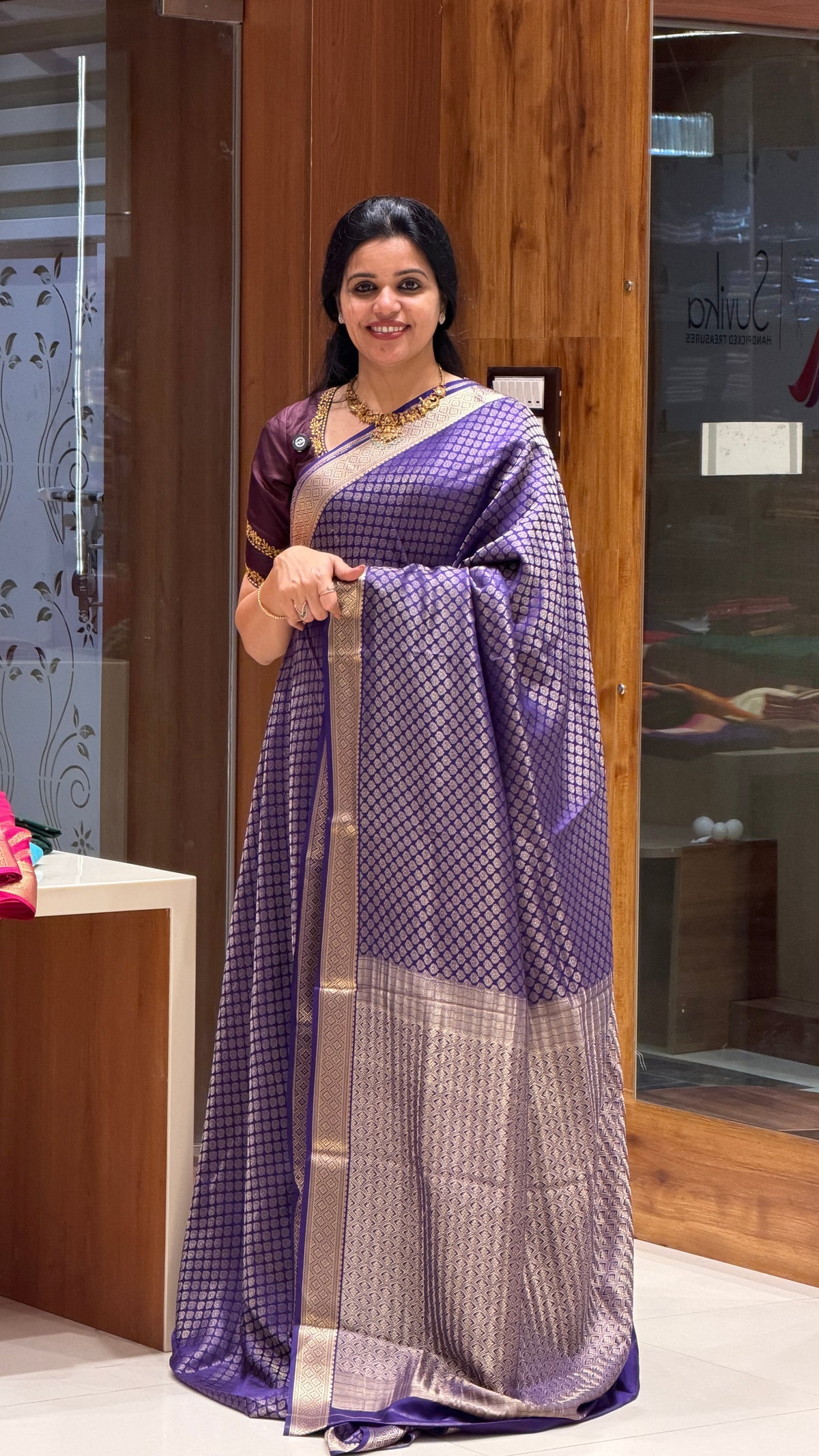 PURE MYSORE CREPE PSUV293-BLUE