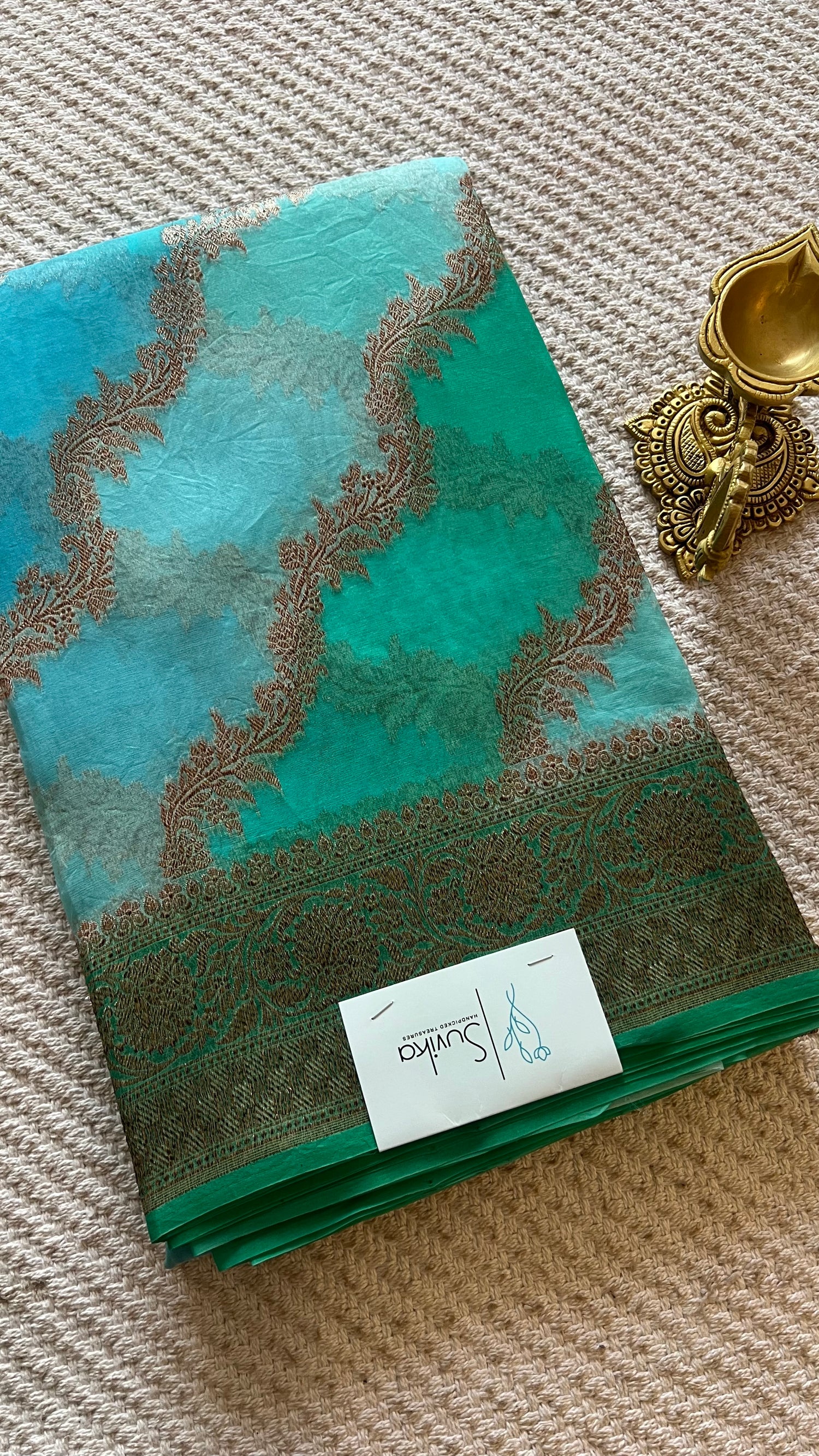 PSUV104-SEAGREEN PURE KORA ORGANZA SILK SAREE
