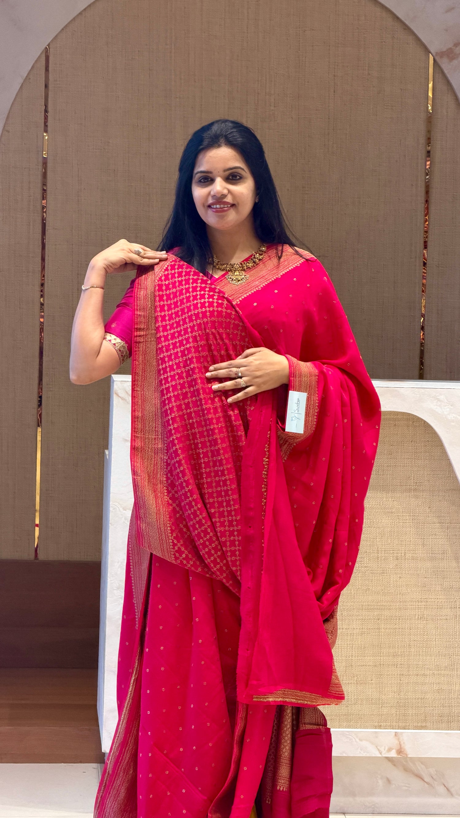 PSUV73 - PINK Pure Banarasi crepe silk saree