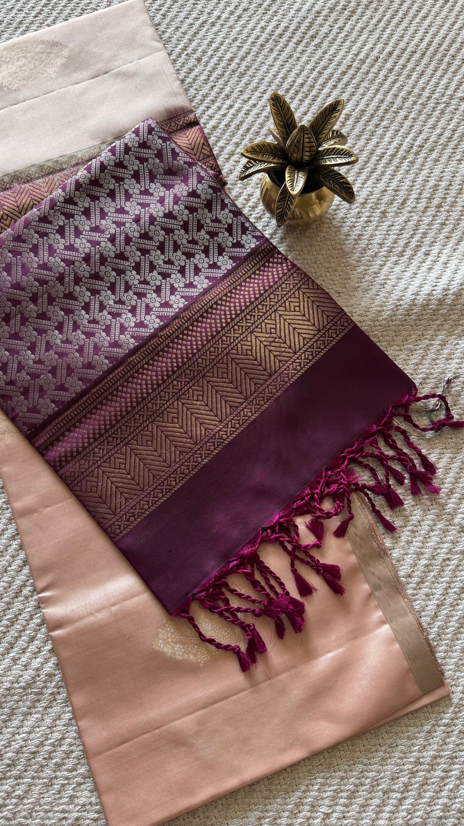 PURE SOFT SILK SAREE PSB37-PEACH WITH WINE