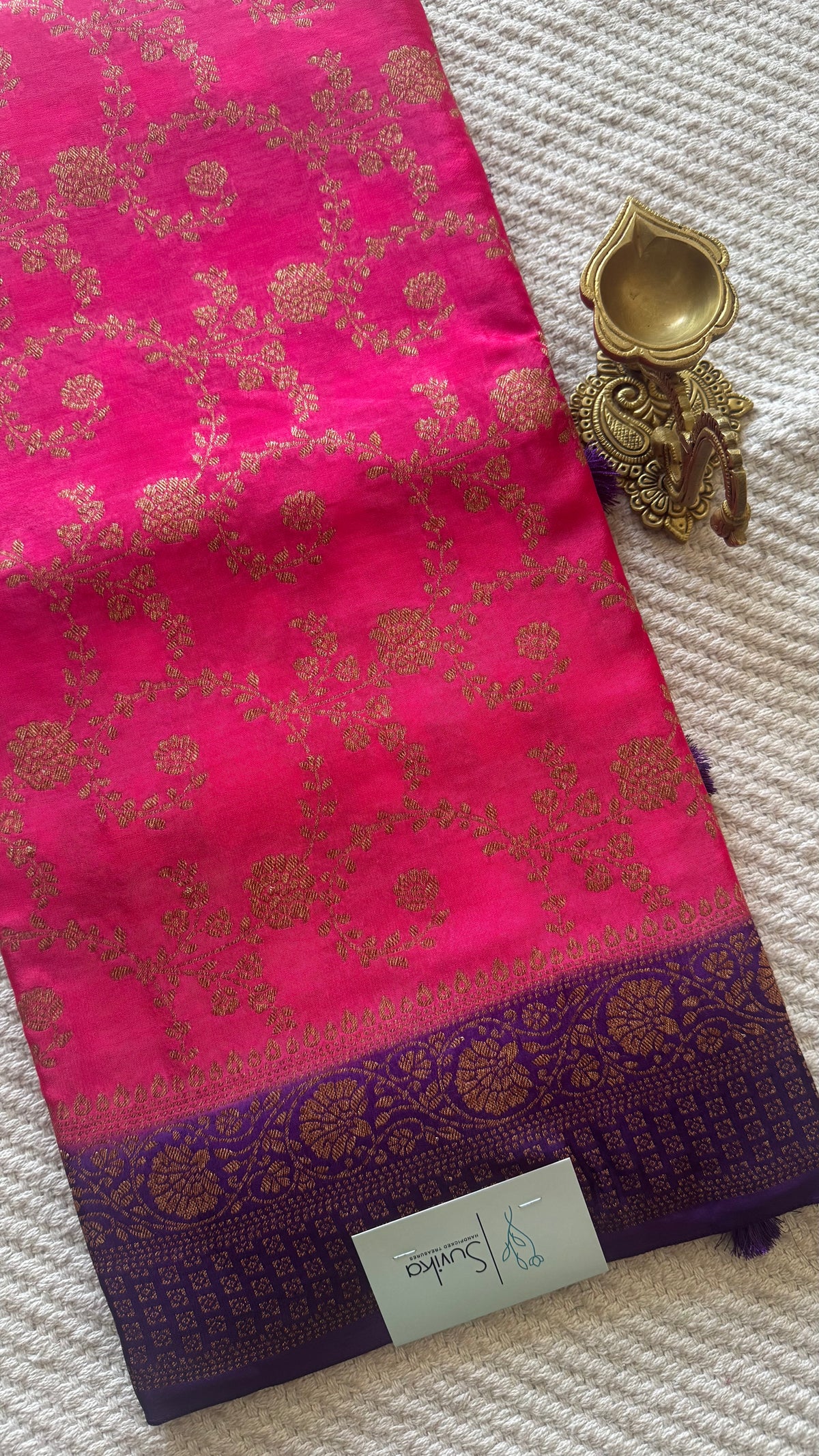 BANARASI CREPE SUV5785-PINK WITH PURPLE