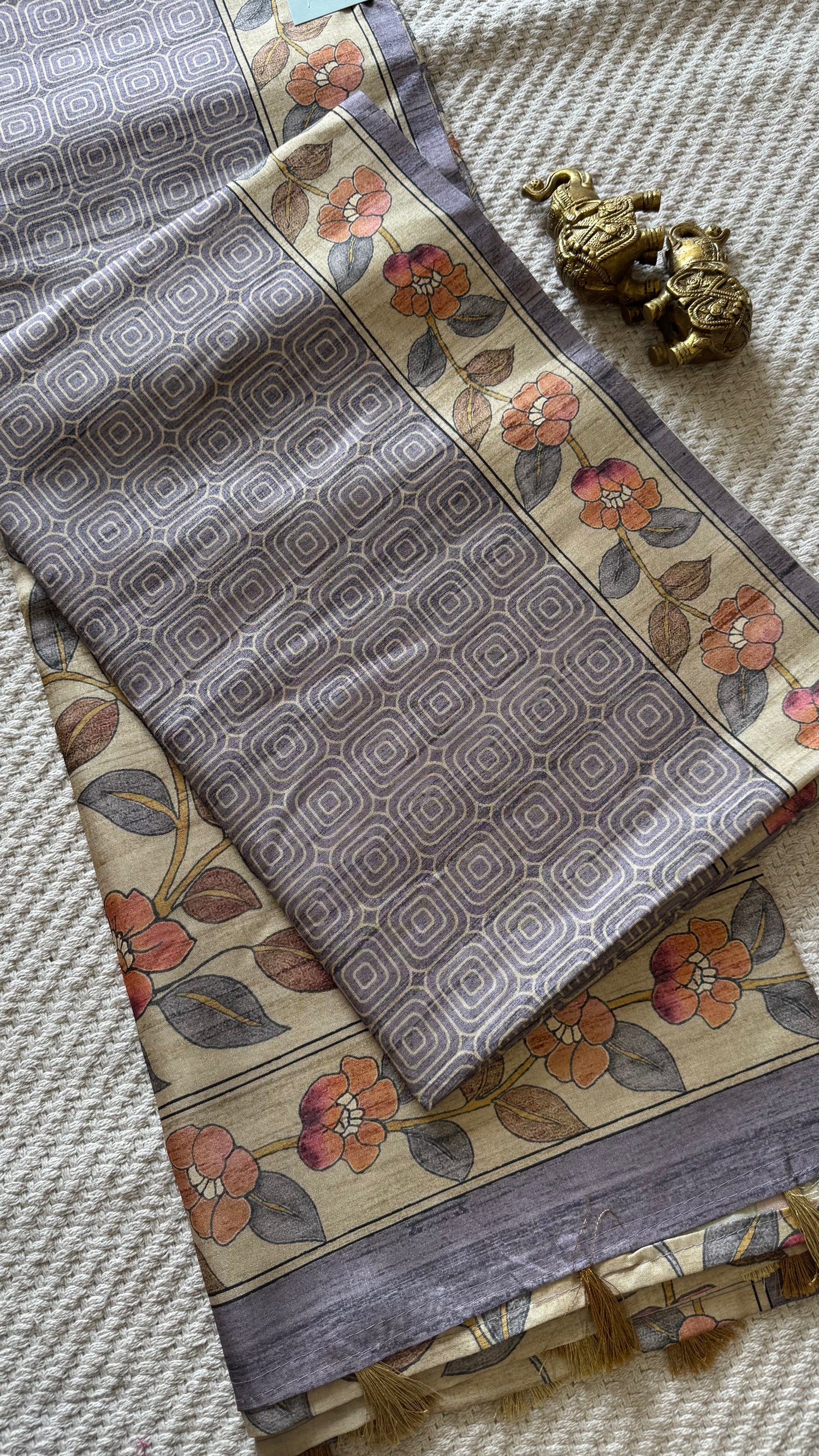 SEMI TUSSSER SAREE SUV5251-LAVENDER