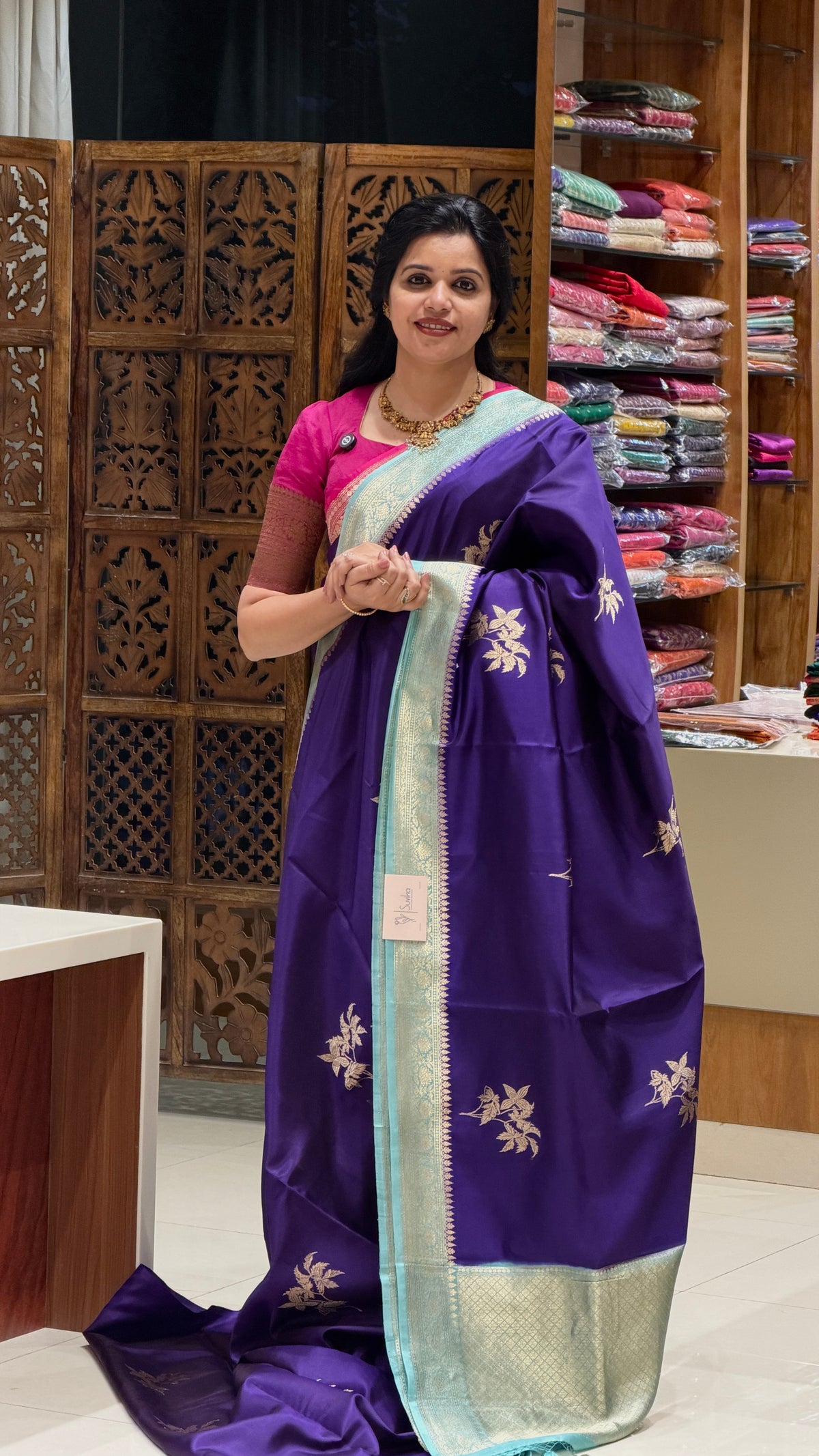 PURE BANARASI SOFT SILK PSGM454-PURPLE WITH SEABLUE