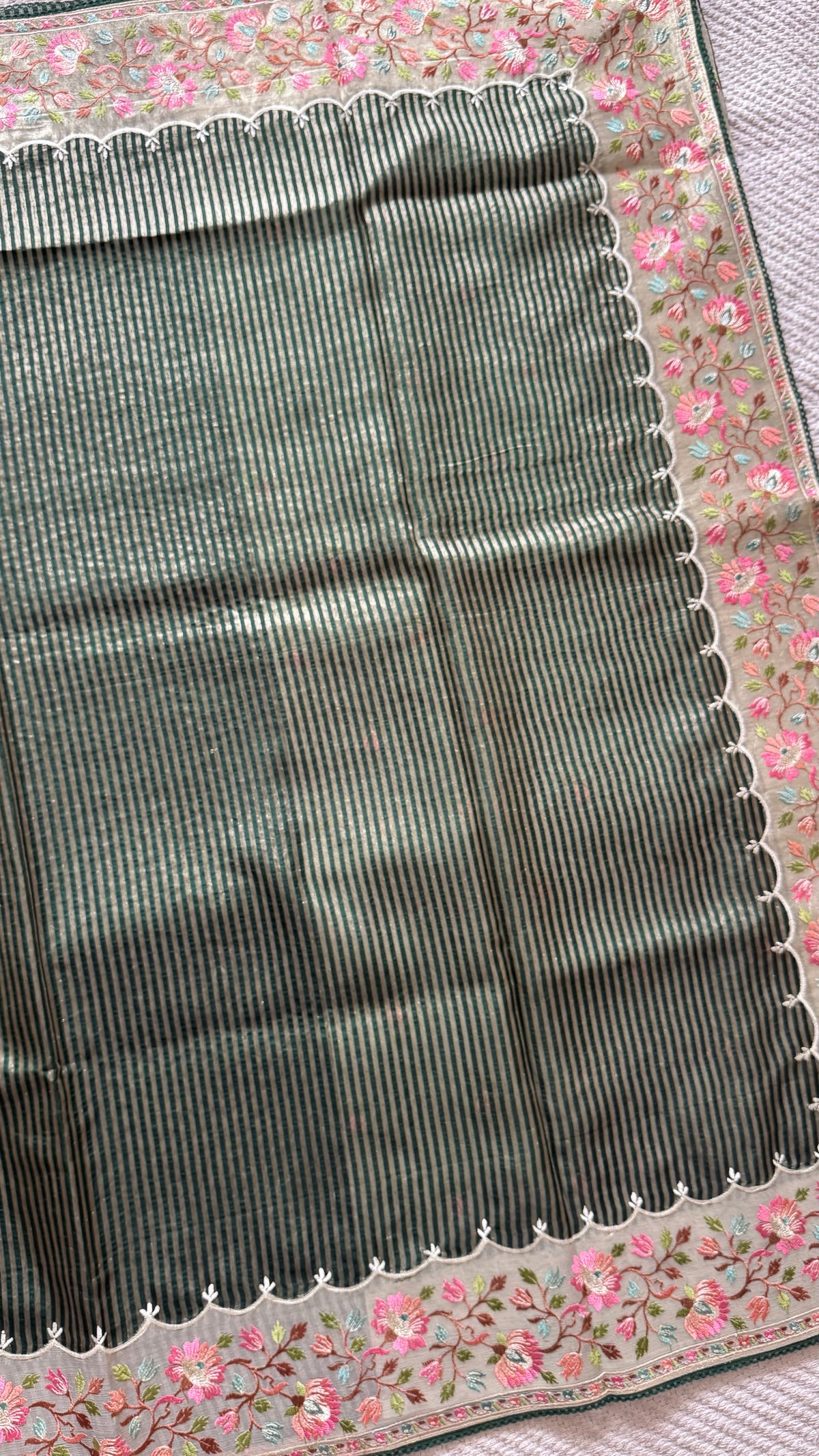 TISSUE SAREE SUV5639-BOTTLEGREEN
