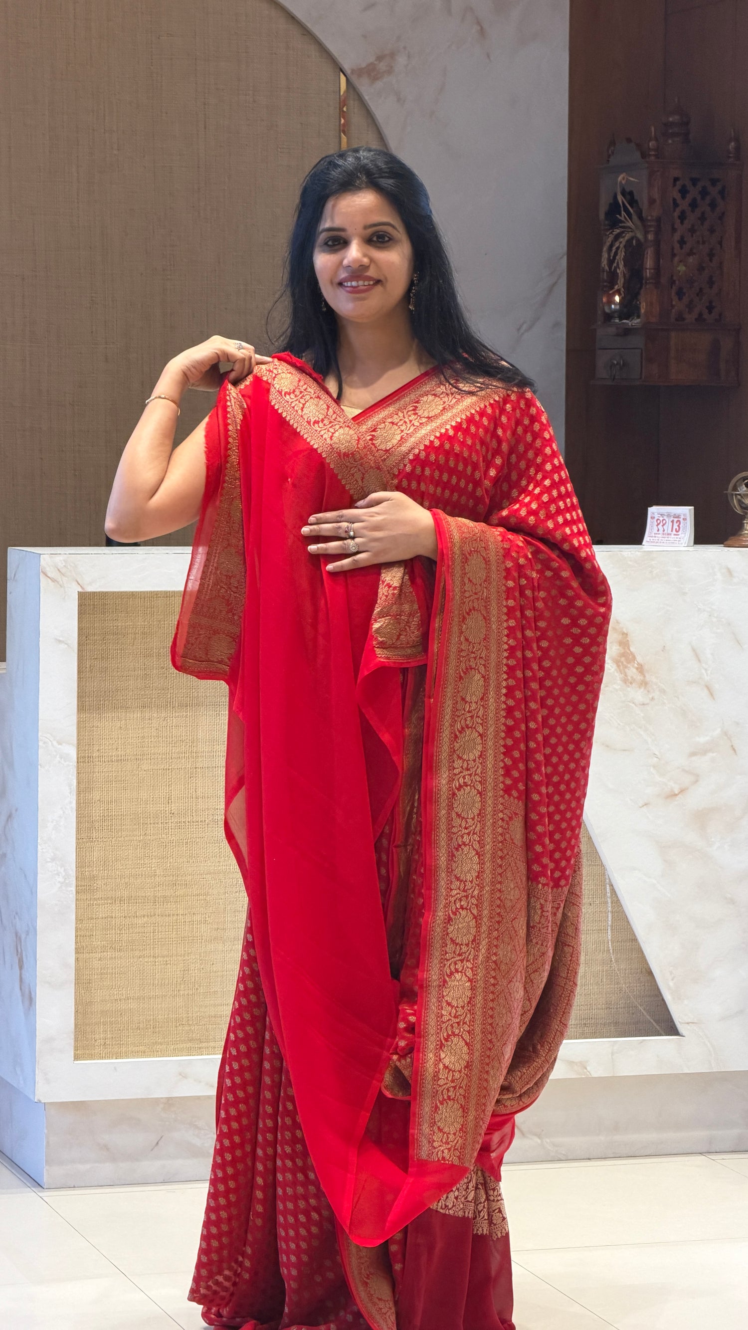 SUV306 - RED PURE GEORGETTE SAREE