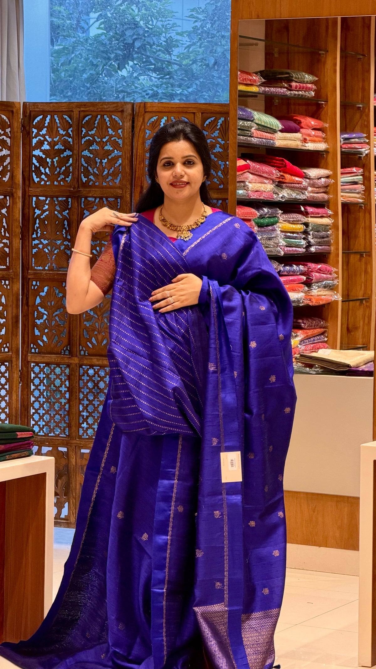 PURE BANARASI DUPION SILK PSGM459-ROYALBLUE