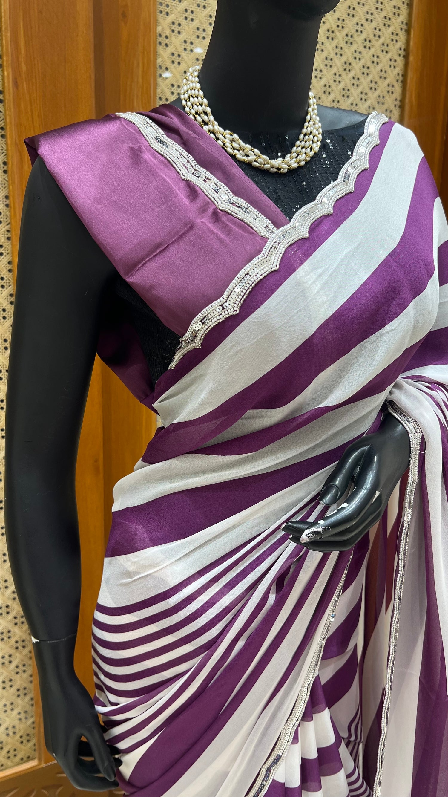 SEMI GEORGETTE SILK SAREE SUV5308-MAGENTA