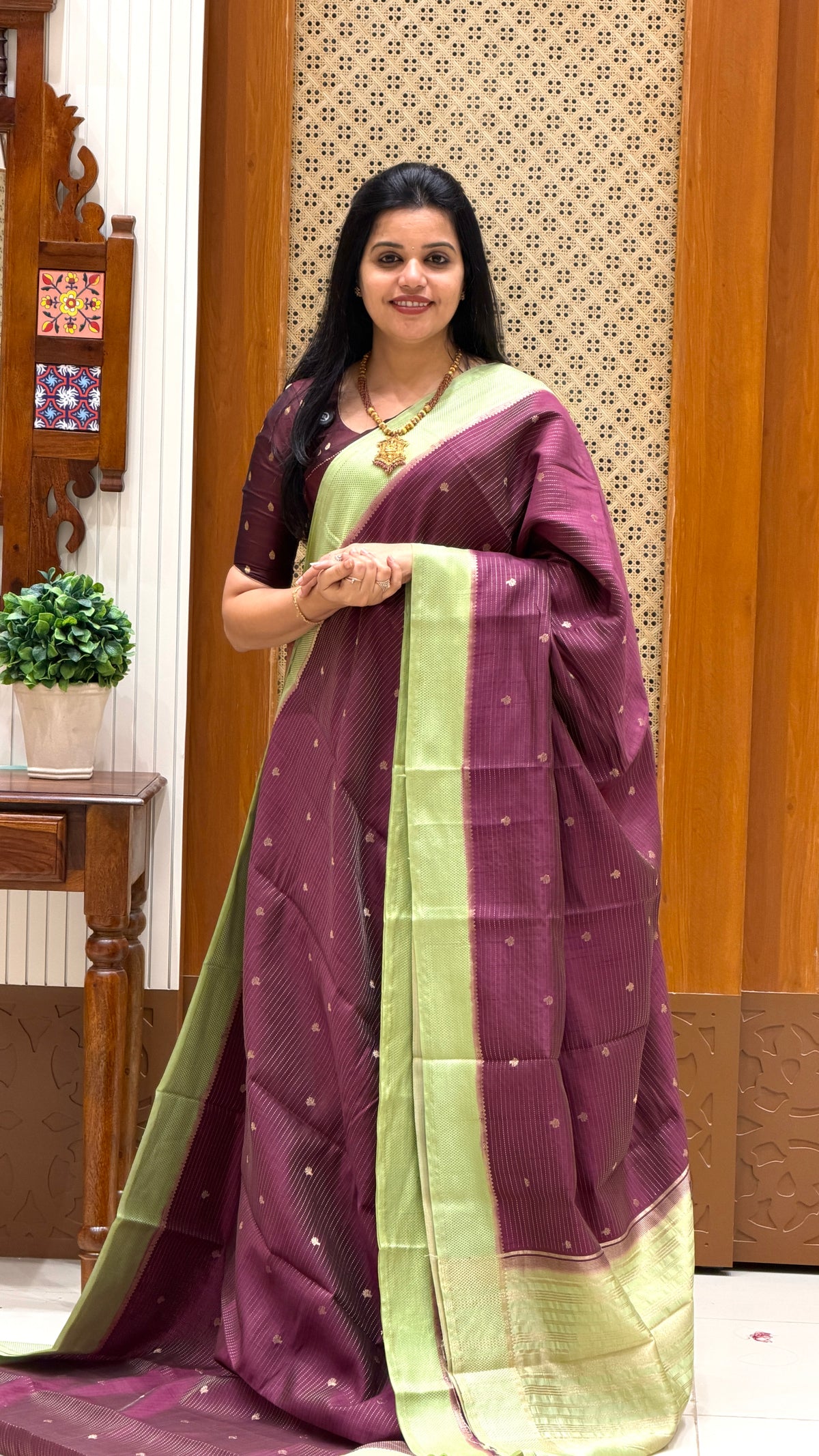 TUSSER SILK SAREE  SUV5859-WINE