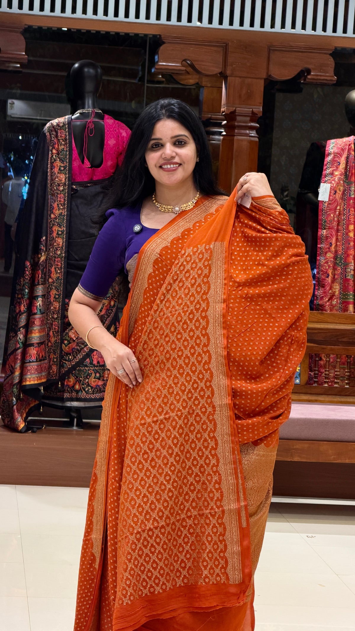 PURE BANARASI CREPE PSB75-RUSTORANGE