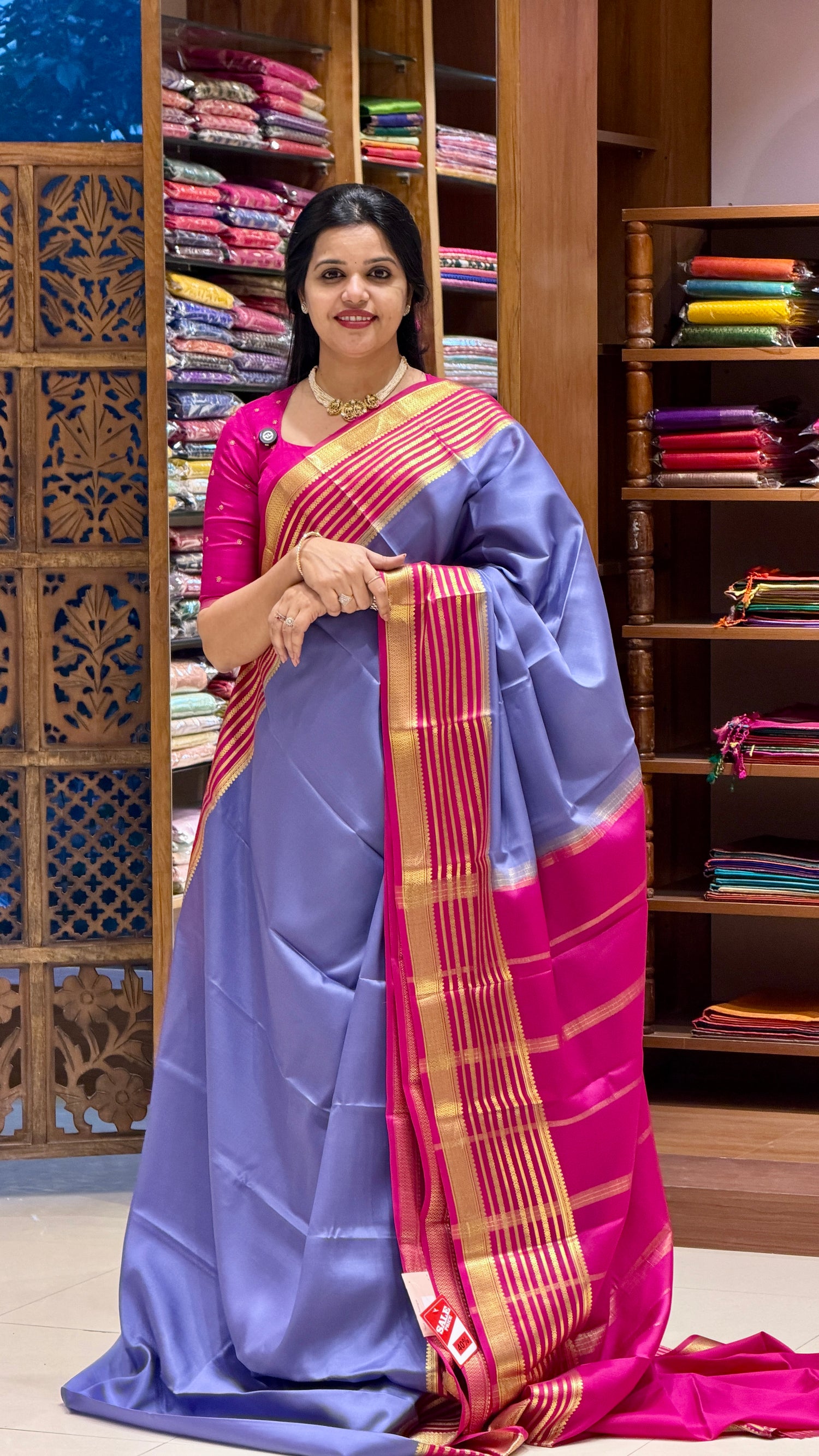 PURE MYSORE SILK SAREE PSH525-LILAC