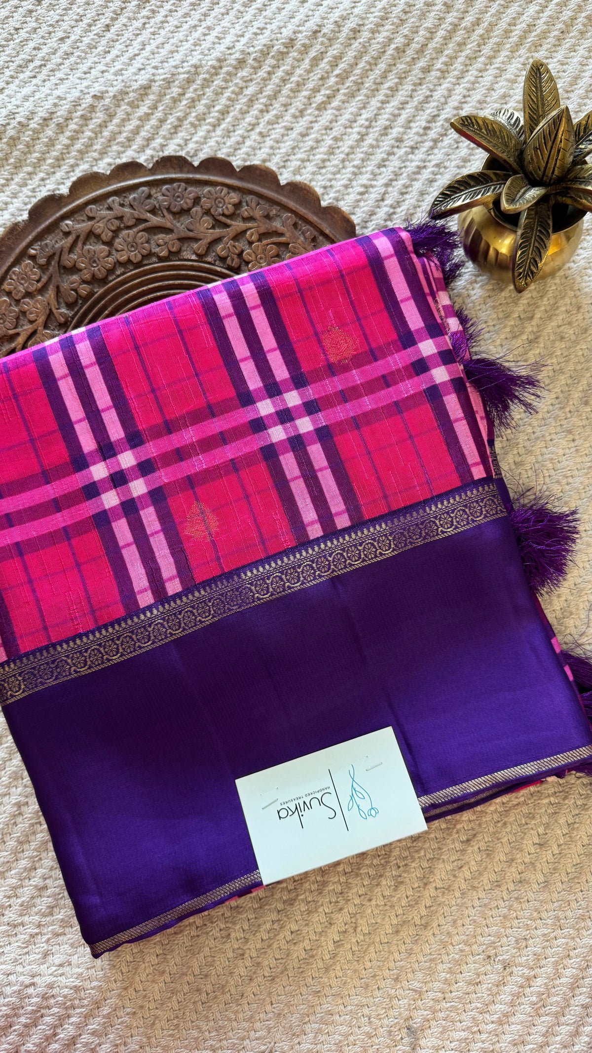 CREPE SILK CHECKS SUV5823-PURPLE