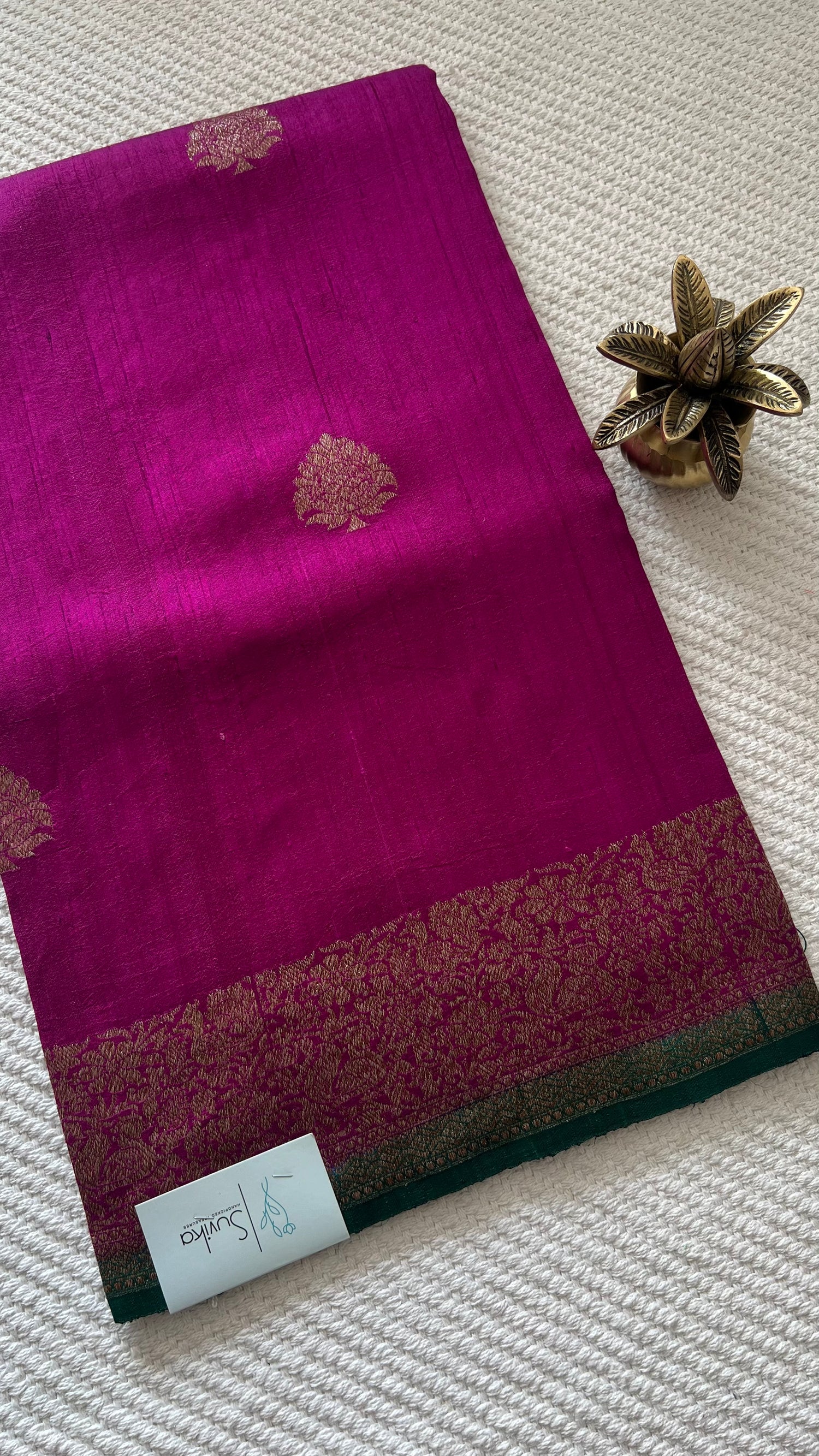 PSUV269-MAGENTA WITH BOTTLEGREEN PURE DUPION SILK SAREE