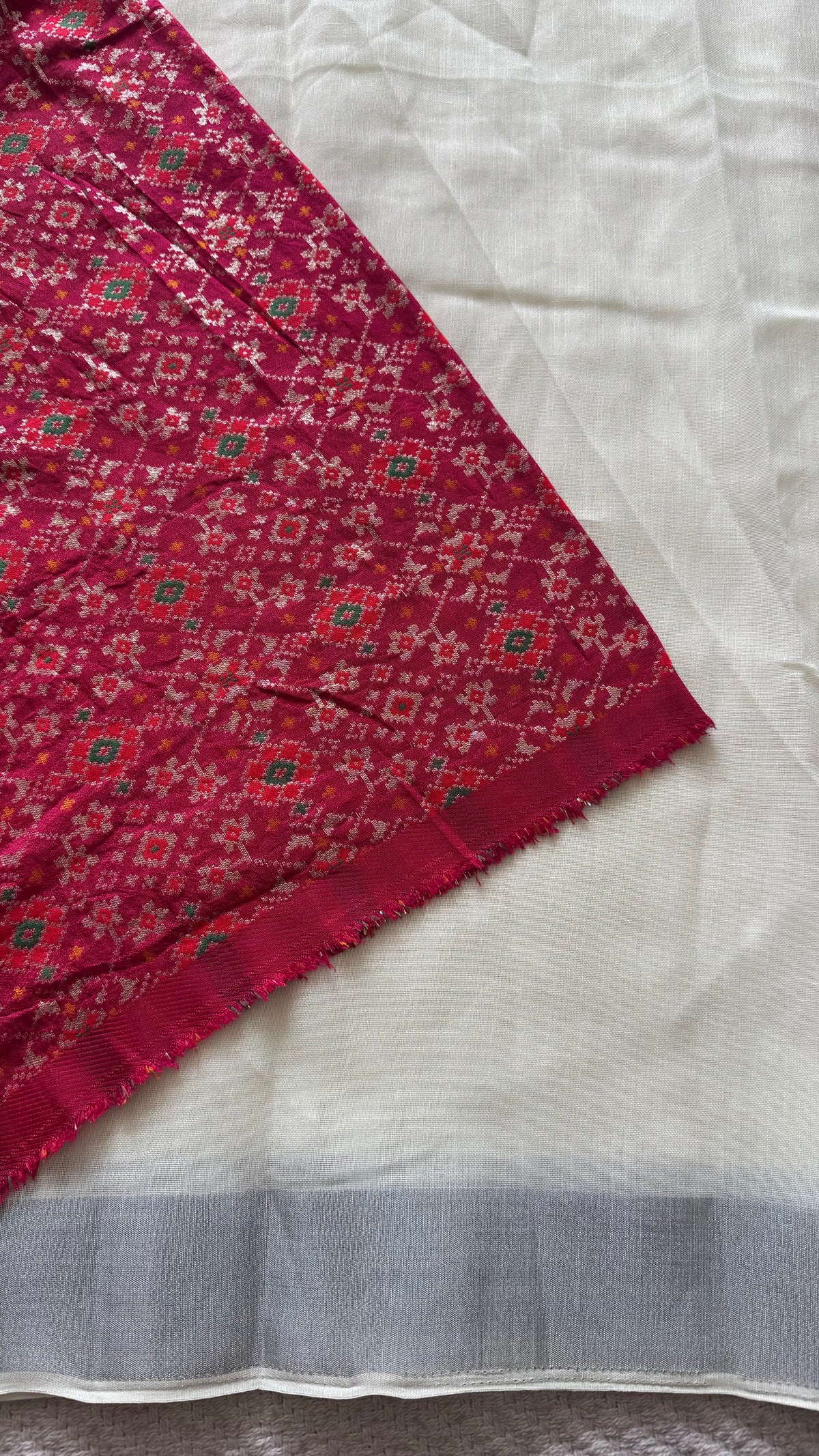 LINEN COTTON SAREE SUV5940-WHITE