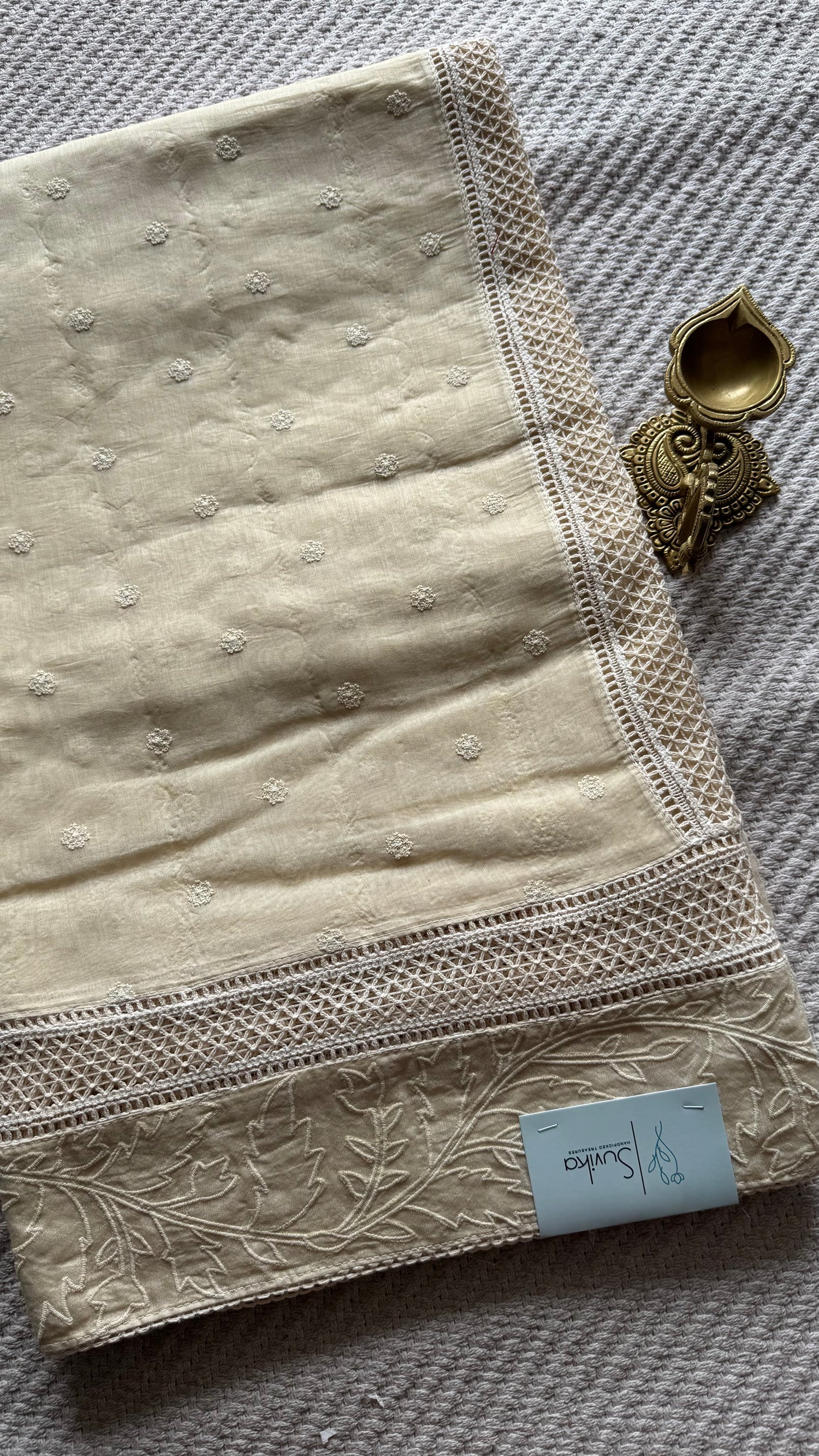 PURE MUL CHANDERI SAREE SUV5351-BEIGE