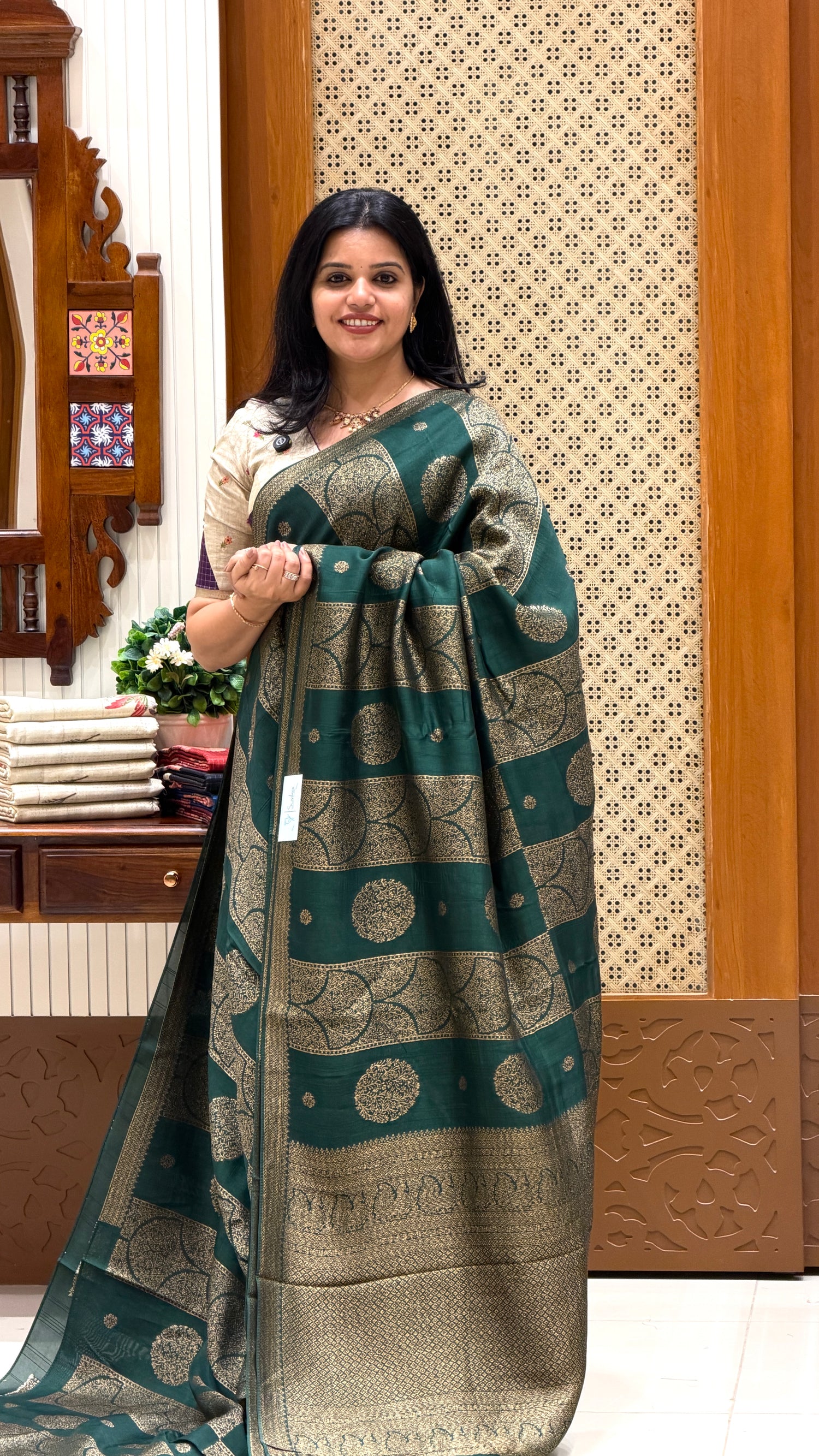 TUSSER GEORGETTE SUV5131-BOTTLEGREEN