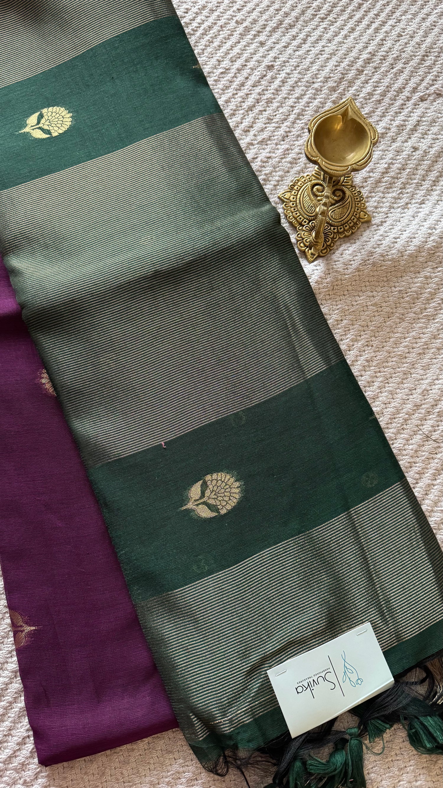 TUSSER SILK SAREE SUV5471-BOTTLEGREEN