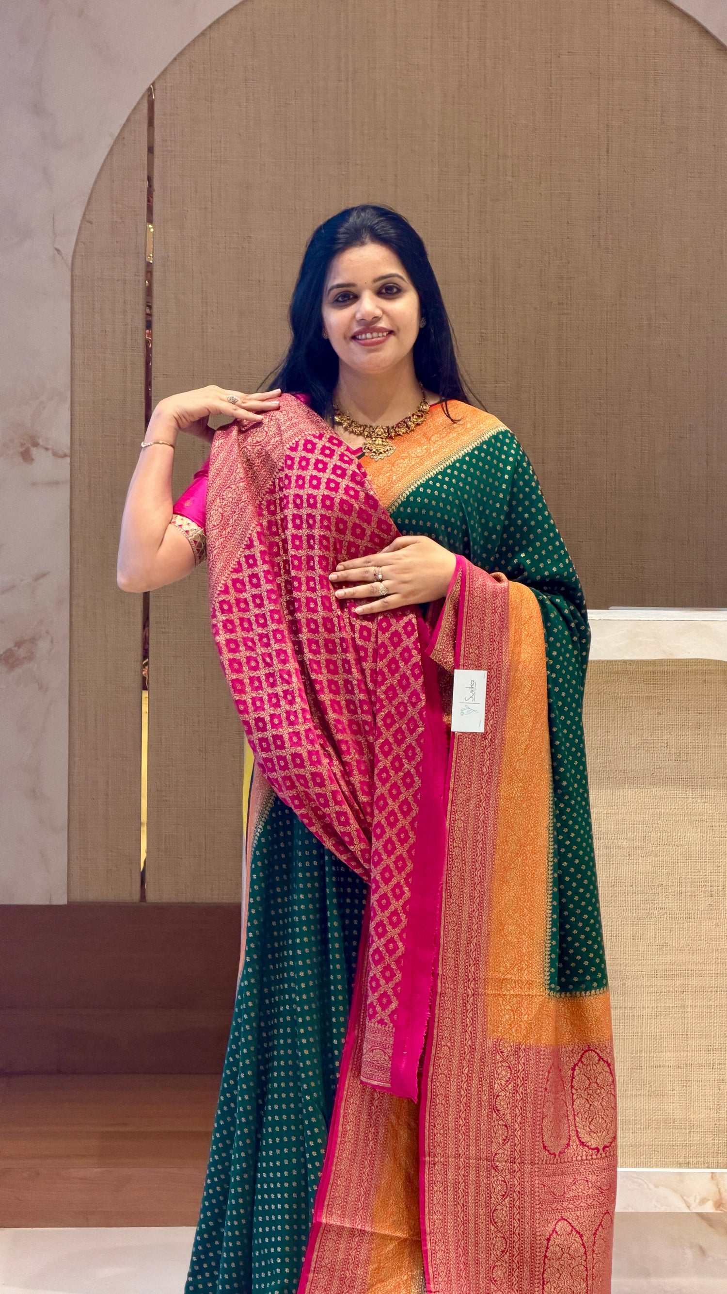 PSUV181-BOTTLEGREEN WITH PINK