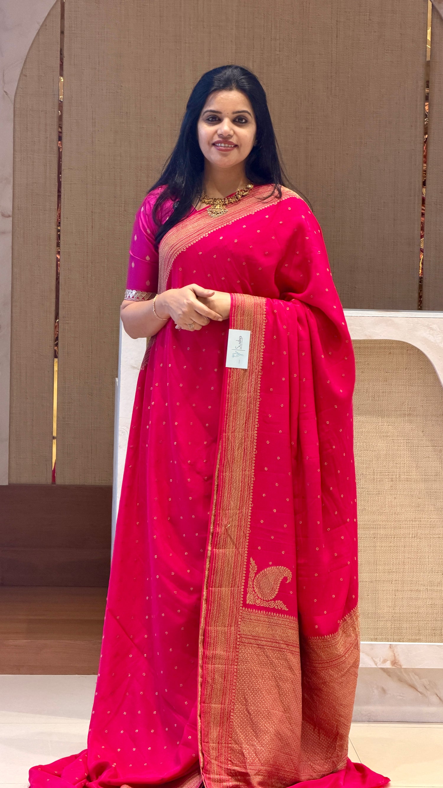 PSUV73 - PINK Pure Banarasi crepe silk saree