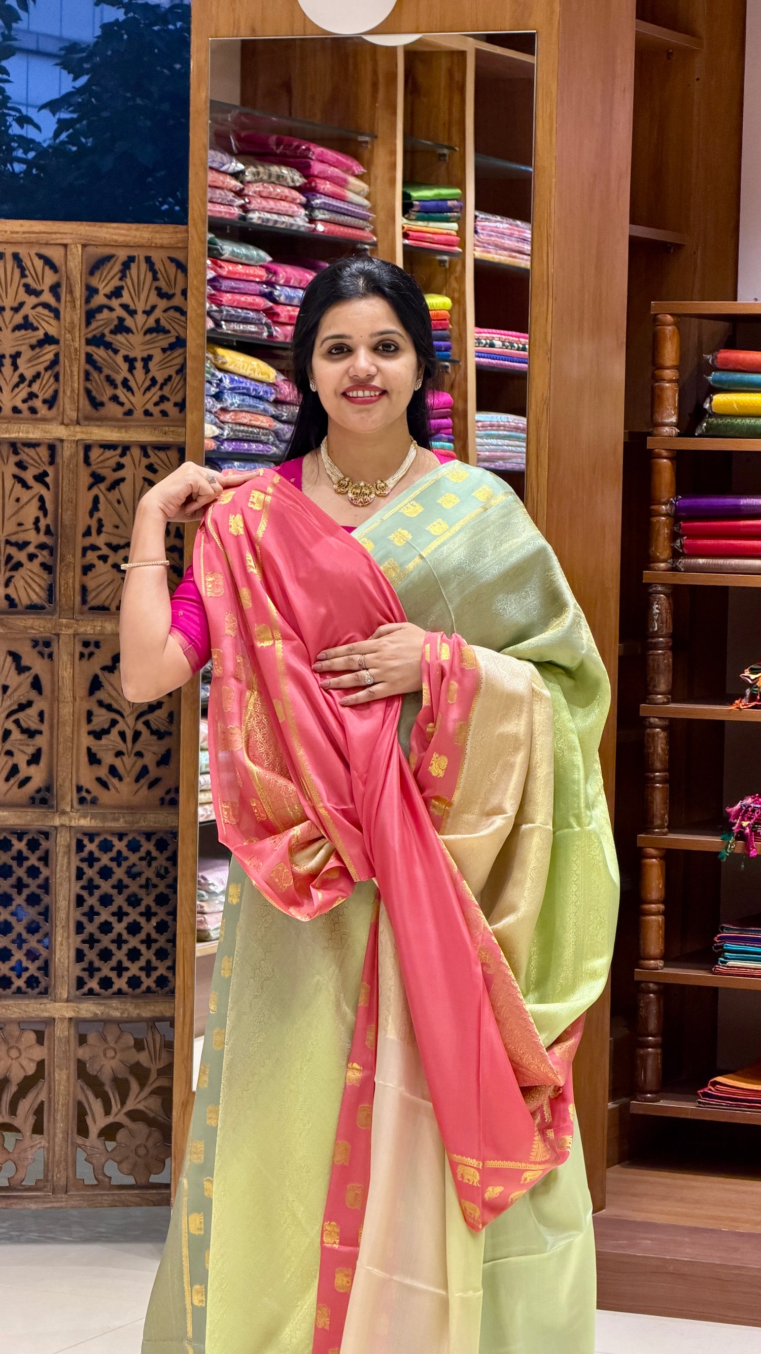 PURE MYSORE SILK SAREE PSH106-PISTA
