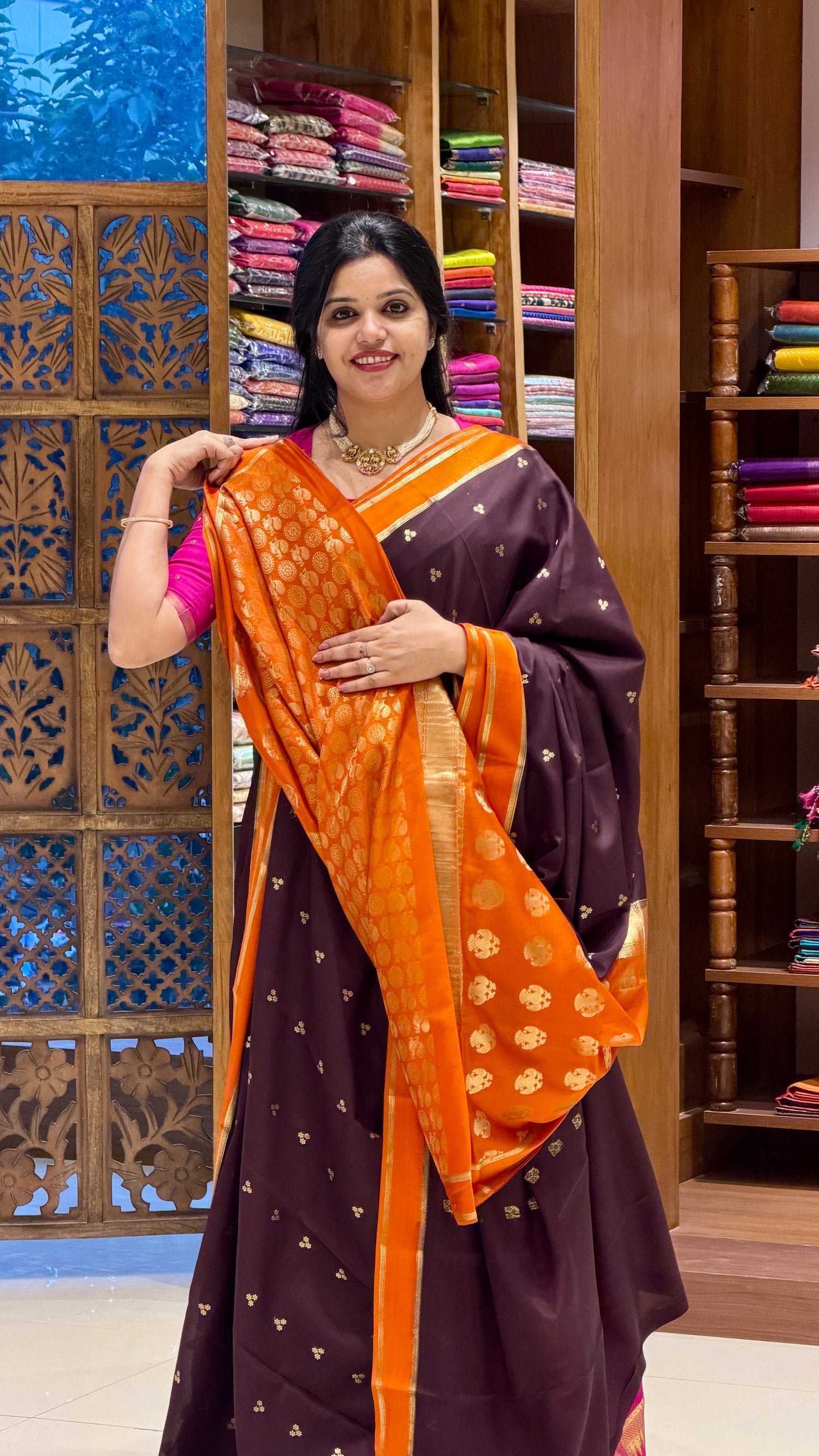 PURE MYSORE SILK SAREE PSH257-COFFEEBROWN